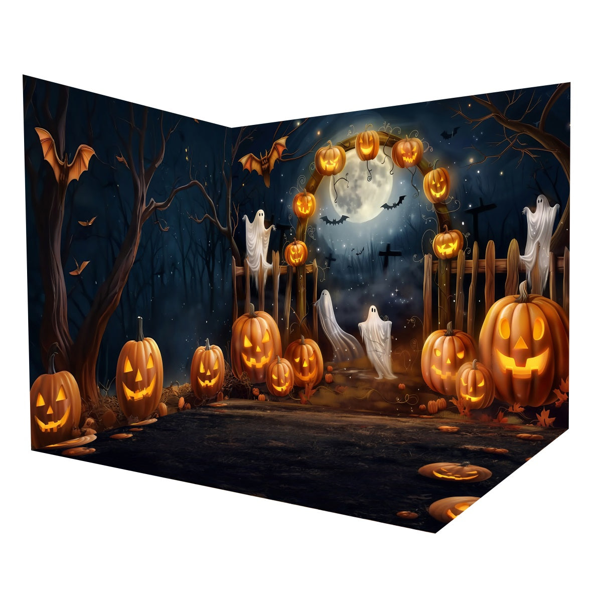 Halloween Backdrop Ideas Ghostly Pumpkin Arch Moonlight Backdrop Room Set MRR8-259