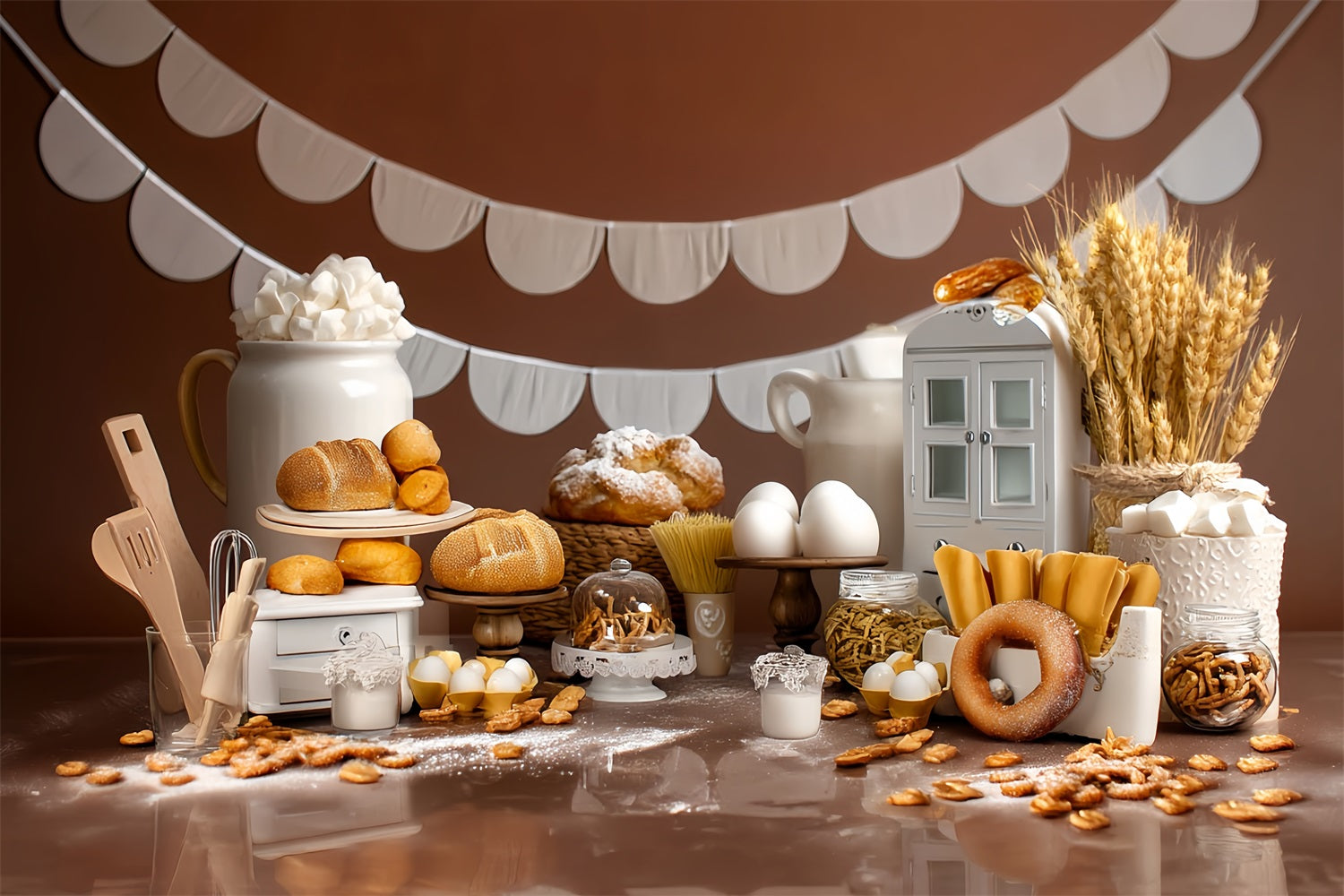 Smash Cake Backdrop Bakery Bread Rustic Display Birthday Photo Backdrop MRR8-268