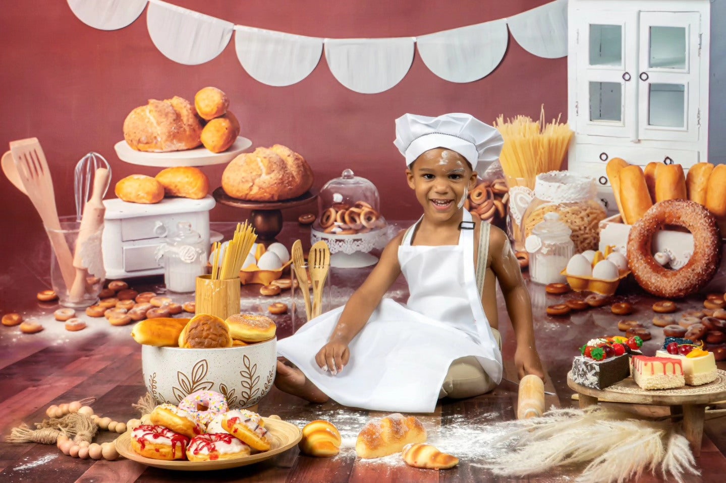Smash Cake Backdrop Bakery Bread Rustic Display Birthday Photo Backdrop MRR8-268