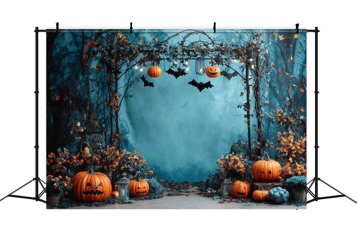 Halloween Photo Backdrop Twilight Pumpkin Forest Archway Halloween Backdrop MRR8-27