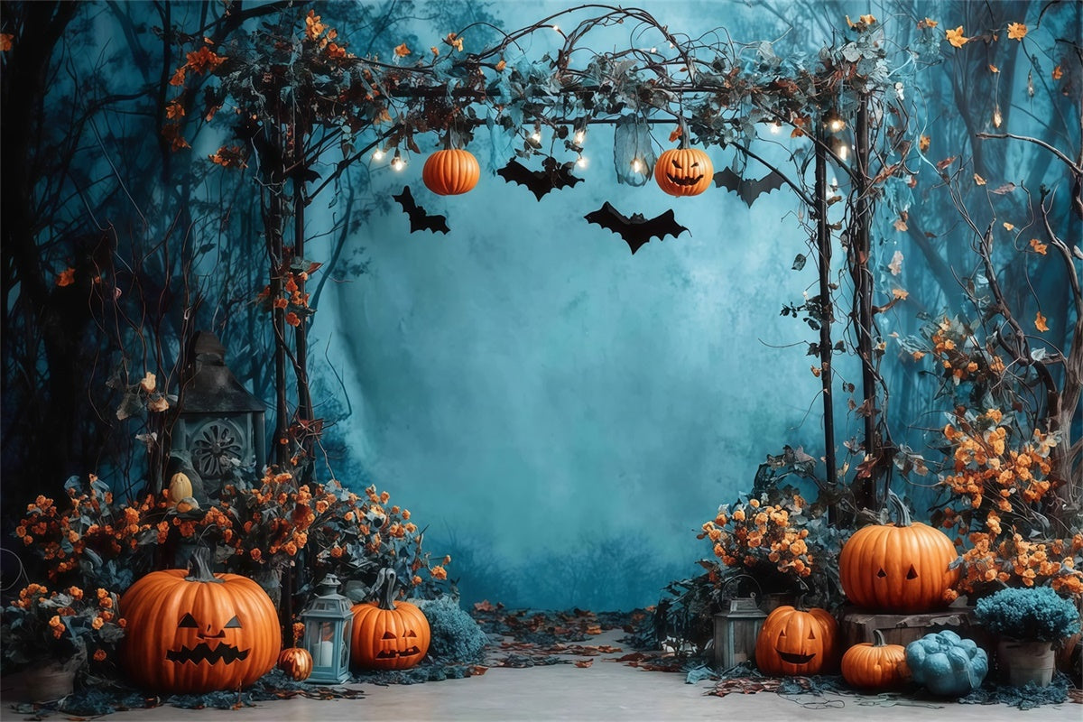 Halloween Photo Backdrop Twilight Pumpkin Forest Archway Halloween Backdrop MRR8-27
