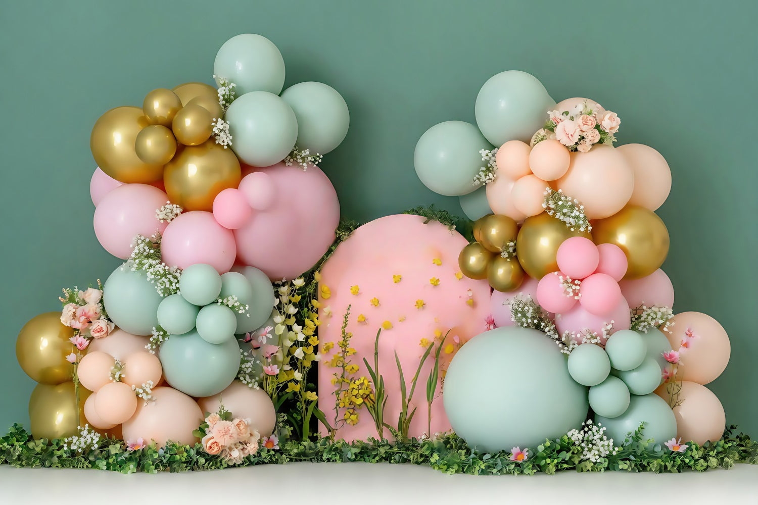 Cake Smash Backdrop Balloon Flower Arch Decoration Birthday Backdrop MRR8-270