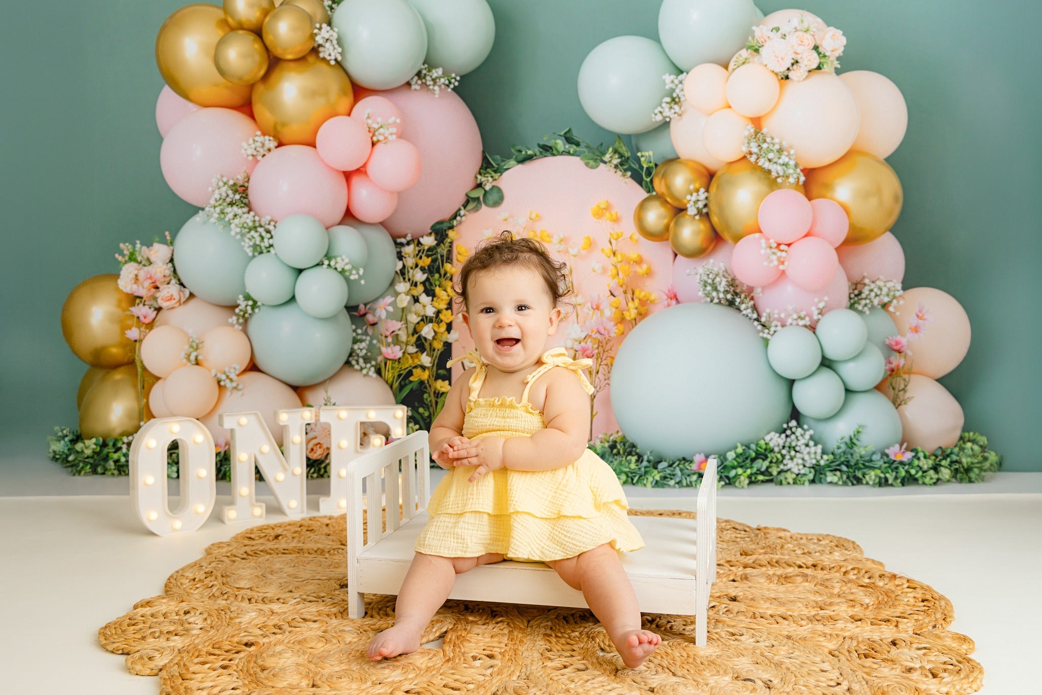 Cake Smash Backdrop Balloon Flower Arch Decoration Birthday Backdrop MRR8-270