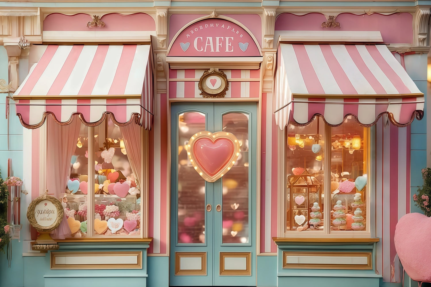 Valentine's Day Backdrop Candy Shop Window Display Valentine Photo Backdrop MRR8-273