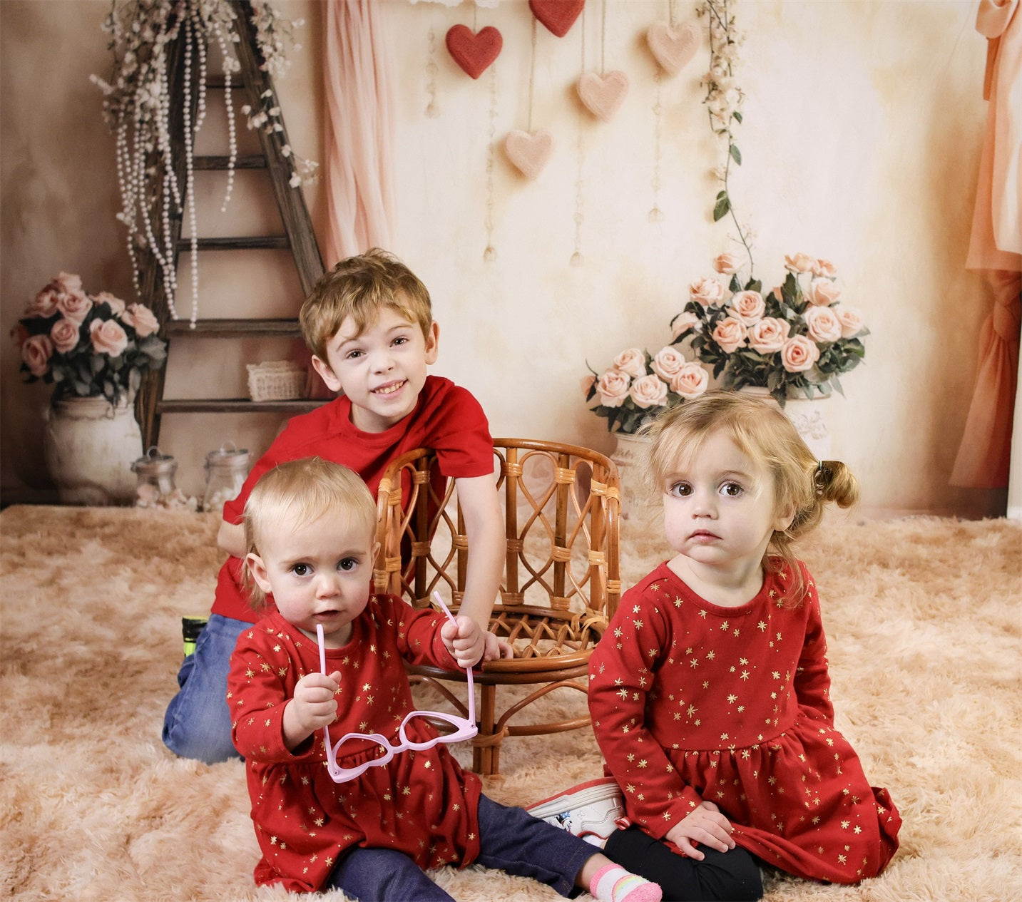 Valentine Photo Backdrop Romantic Floral Love Heart Valentine's Day Backdrop MRR8-274