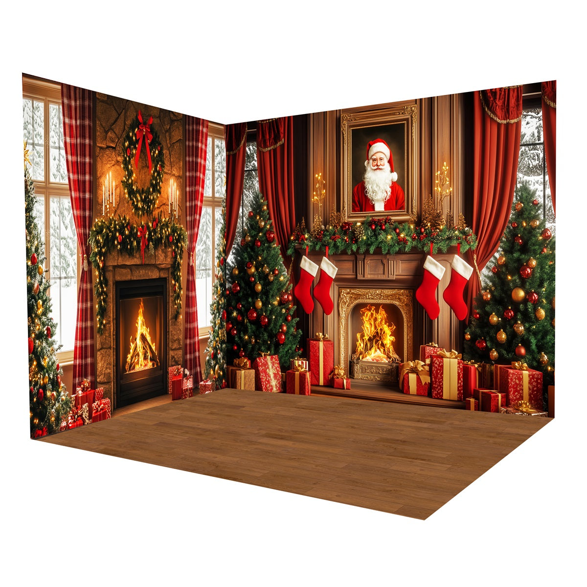 Christmas Backdrops Santa Portrait Fireplace Backdrop Room Set MRR8-278