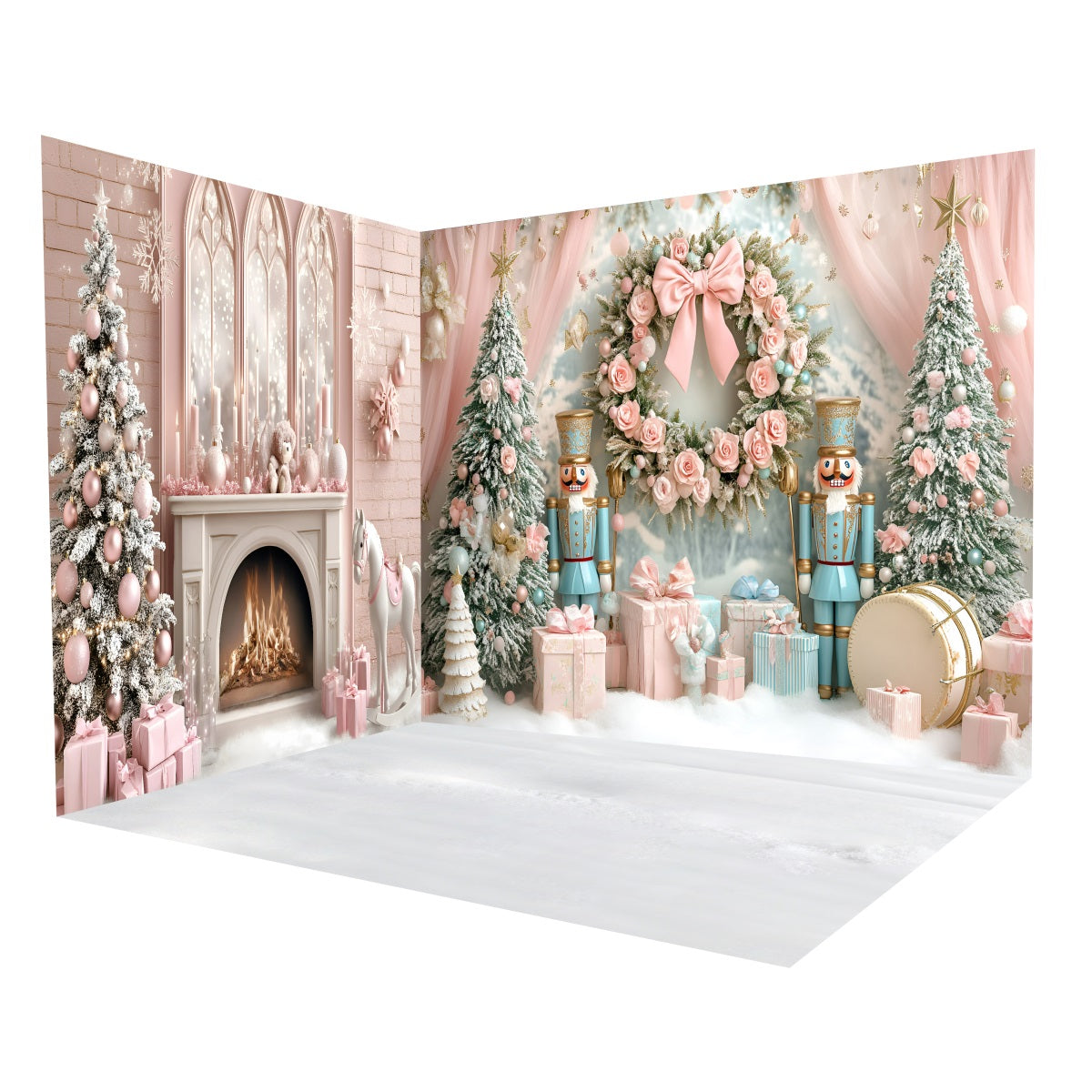 Christmas Backdrops Pink Nutcracker Christmas Backdrop Room Set MRR8-283