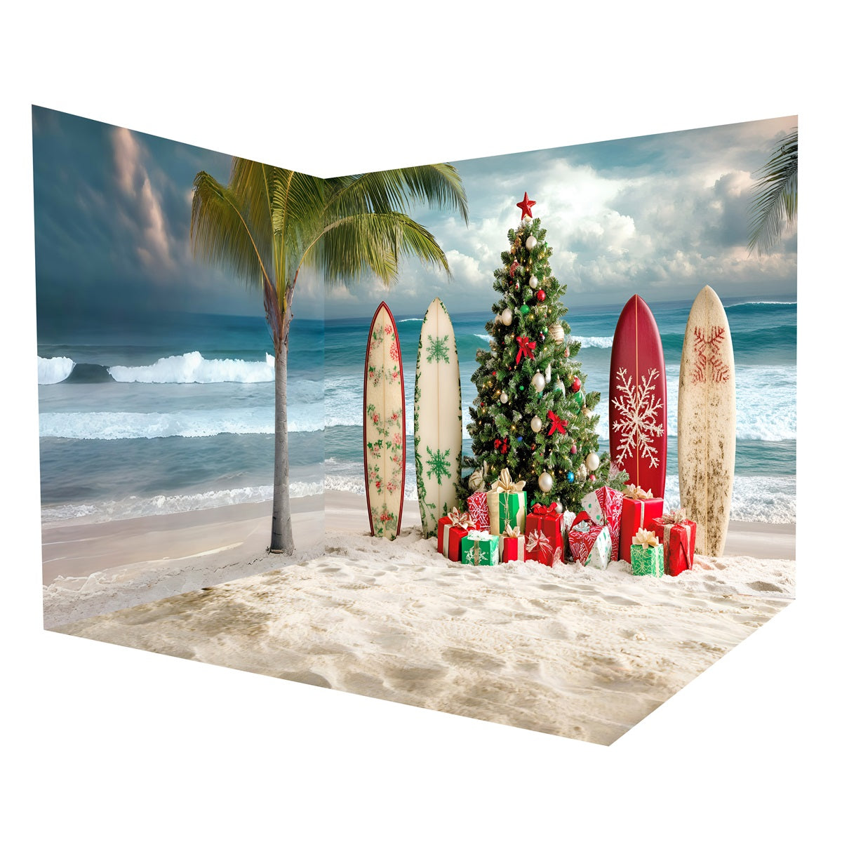 Christmas Photo Backdrop Tropical Sea Beach Backdrop Room Set MRR8-284