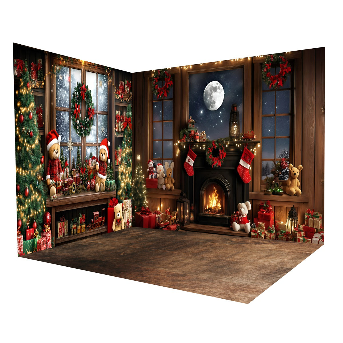 Christmas Backdrop Ideas Teddy Bear Moonlight Backdrop Room Set MRR8-286