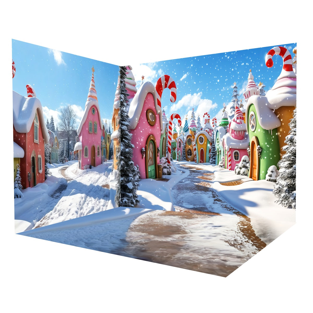 Christmas Backdrops Candyland Winter Village Backdrop Room Set MRR8-293