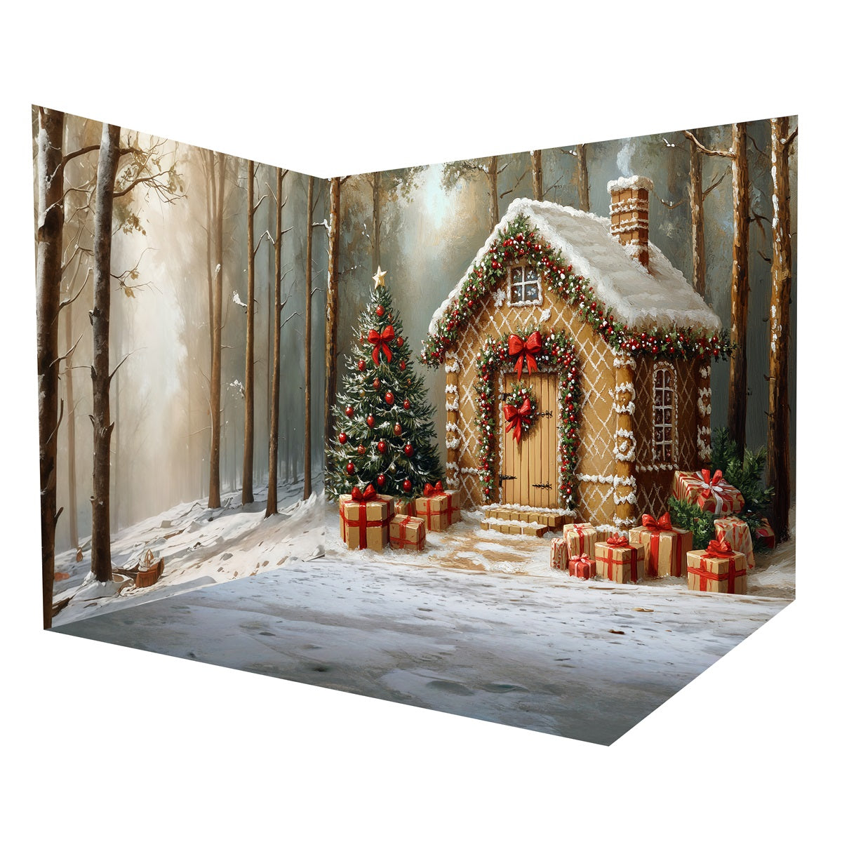 Christmas Backdrop Ideas Gingerbread House Forest Backdrop Room Set MRR8-296