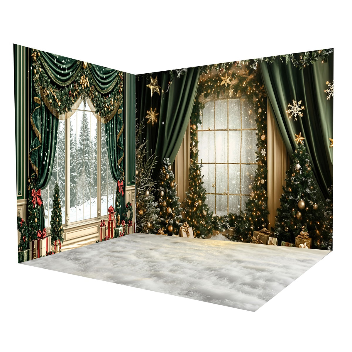 Christmas Photography Backdrops Elegant Snow Window Backdrop Room Set MRR8-297