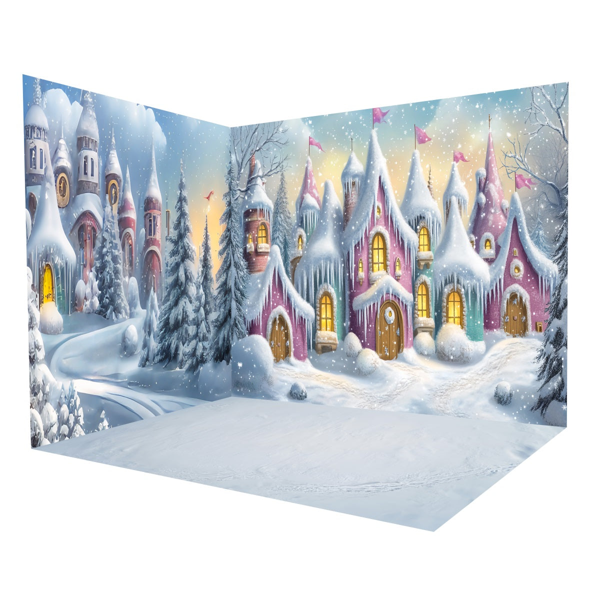 Christmas Backdrop Winter Candyland Village Backdrop Room Set MRR8-302