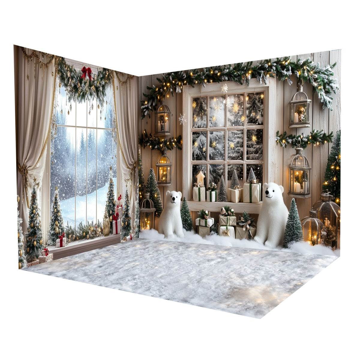 Christmas Backdrops Winter Snow Window Display Backdrop Room Set MRR8-303