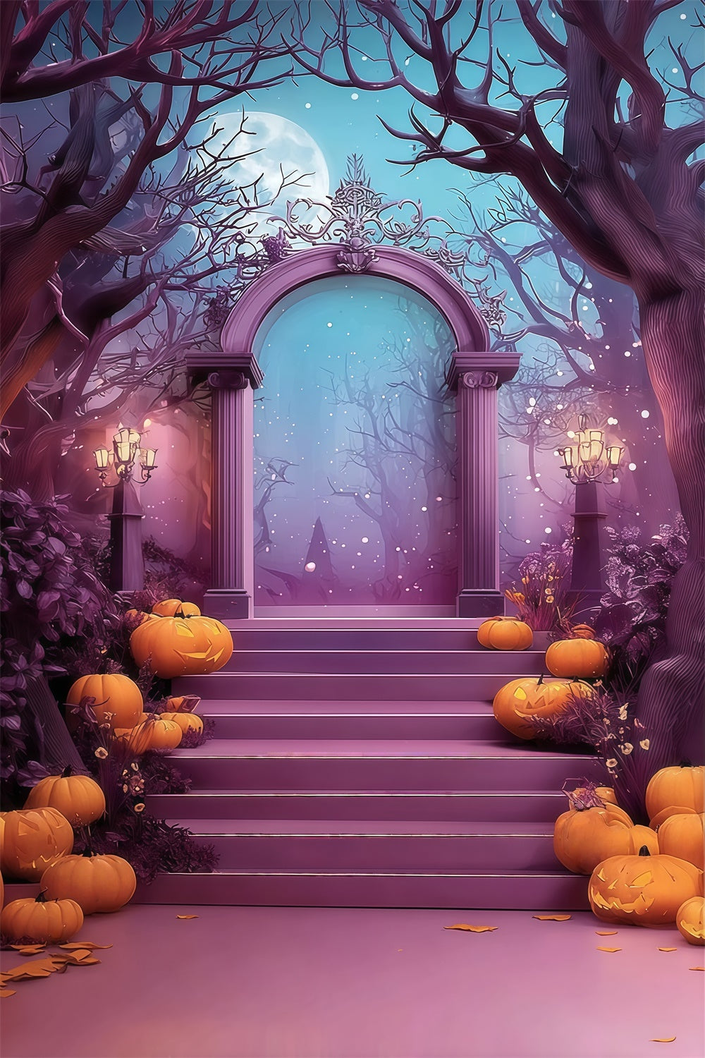 Halloween Backdrops Fantasy Forest Mystery Arch Halloween Backdrop MRR8-35