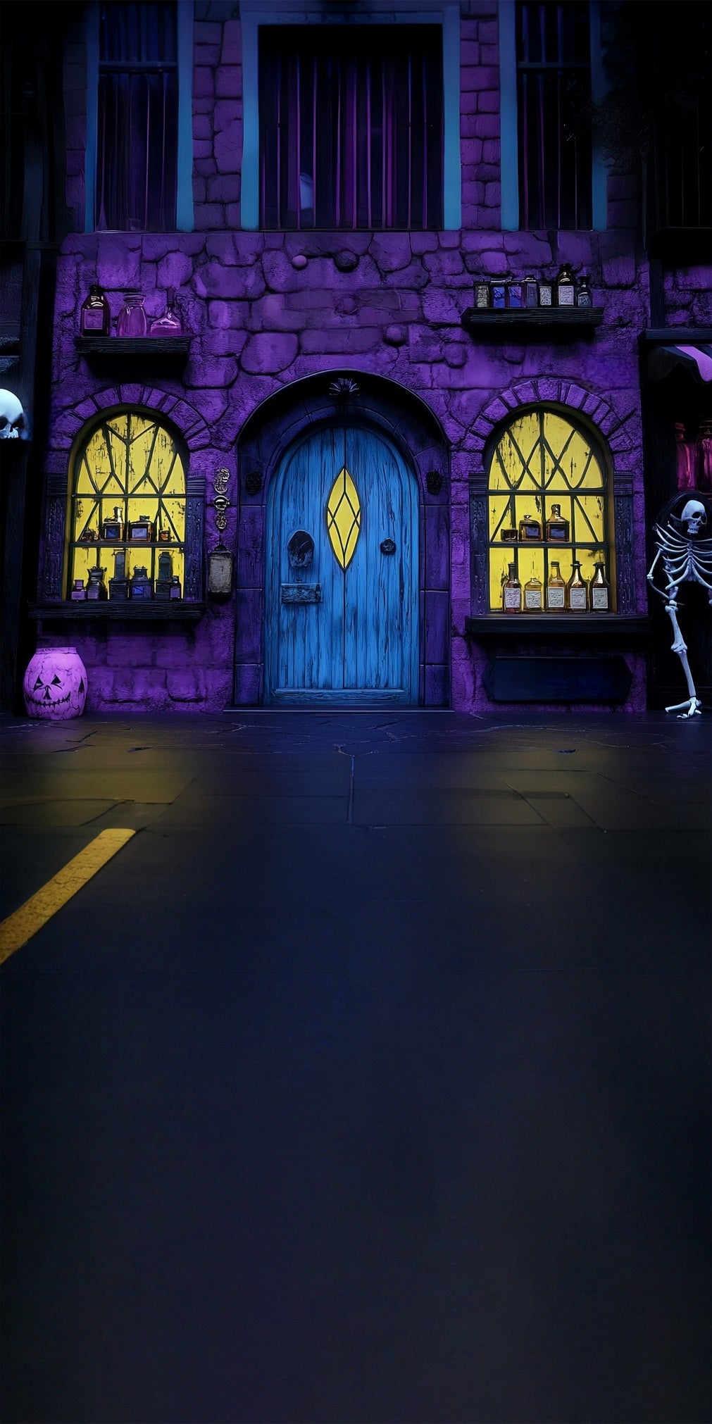 Halloween Backdrop Purple Magic Potion Shop Sweep Backdrop MRR8-41