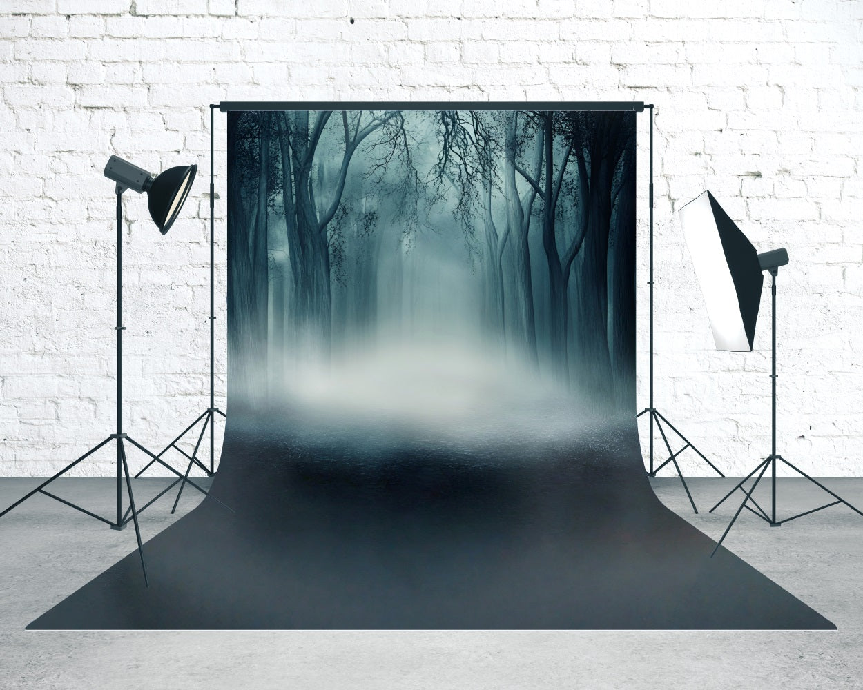 Scary Halloween Backdrops Misty Deadwood Forest Sweep Backdrop MRR8-60