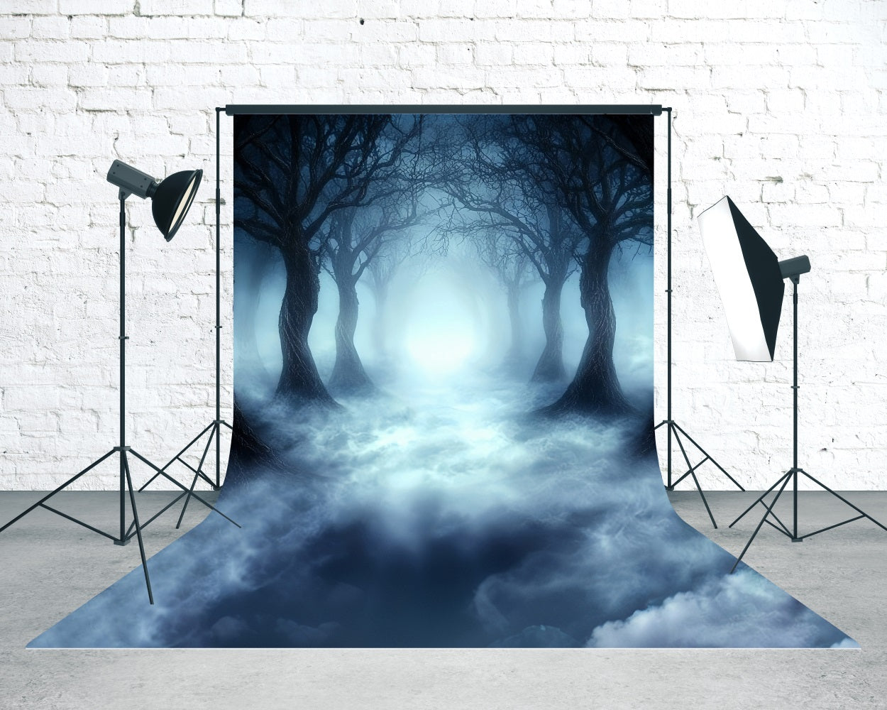 Halloween Photo Backdrops Spooky Misty Black Forest Sweep Backdrop MRR8-66