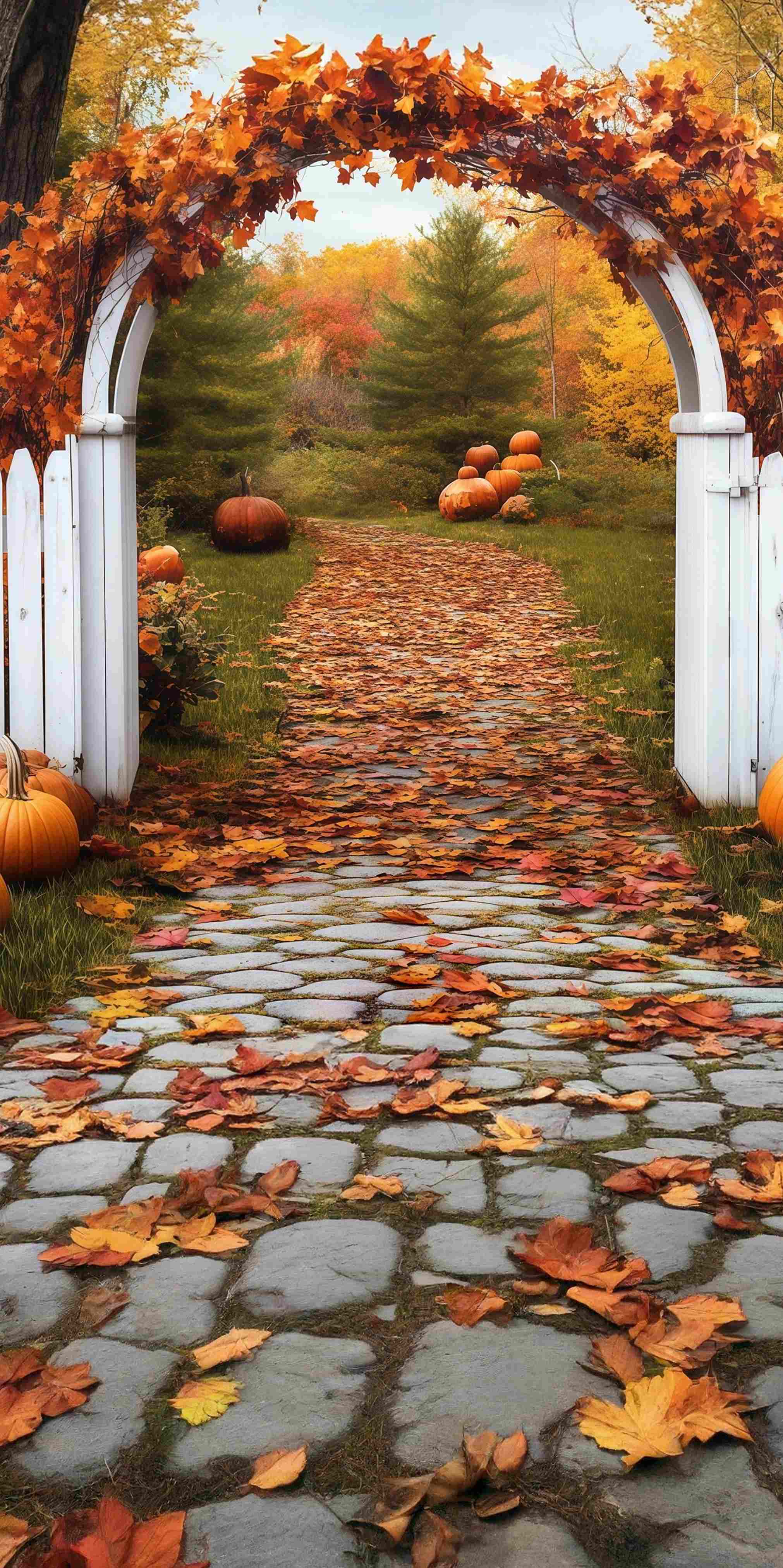 Fall Leaves Backdrop Autumn Gate Archway Leaves Sweep Backdrop MRR8-73