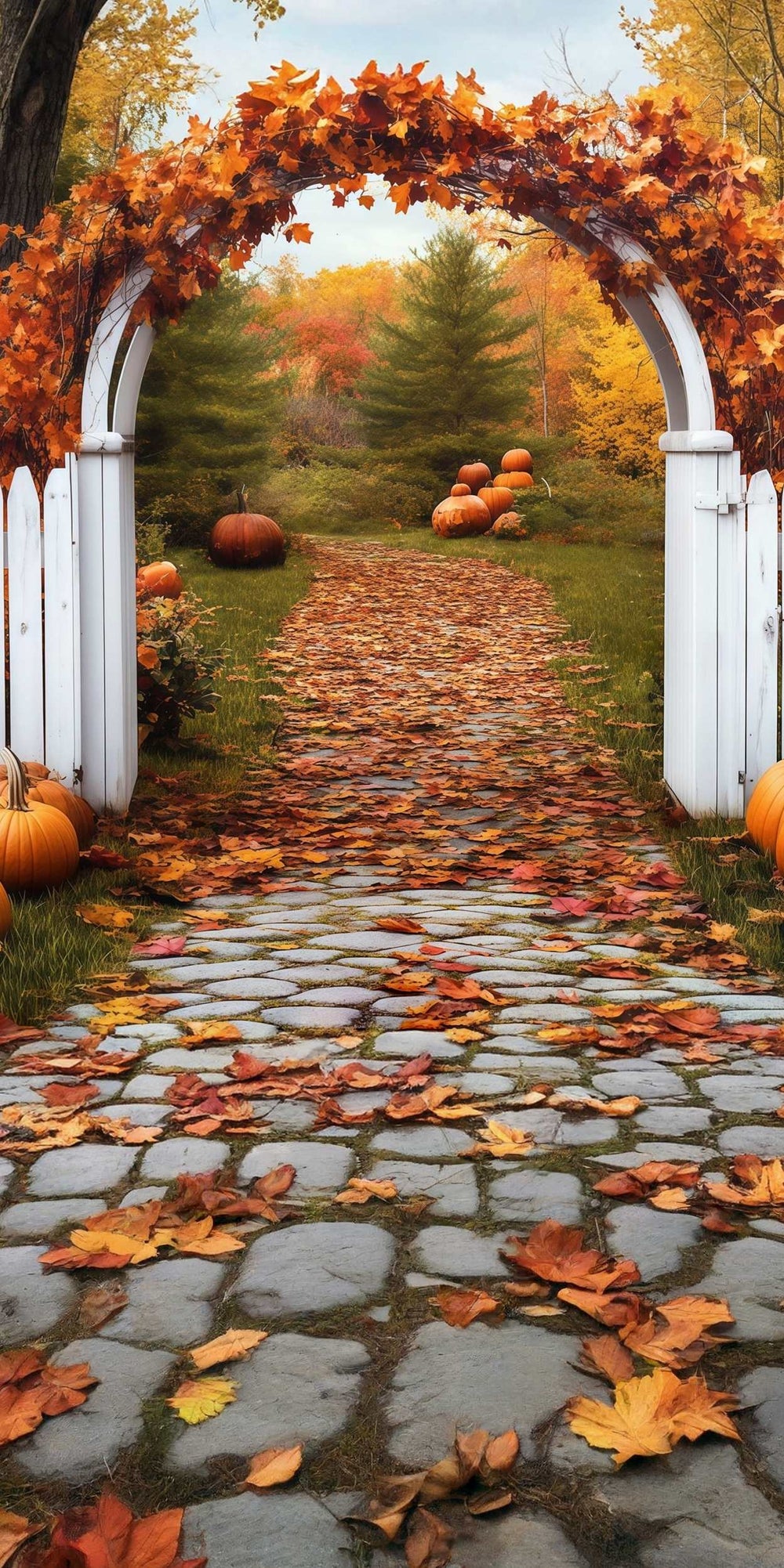 Fall Leaves Backdrop Autumn Gate Archway Leaves Sweep Backdrop MRR8-73