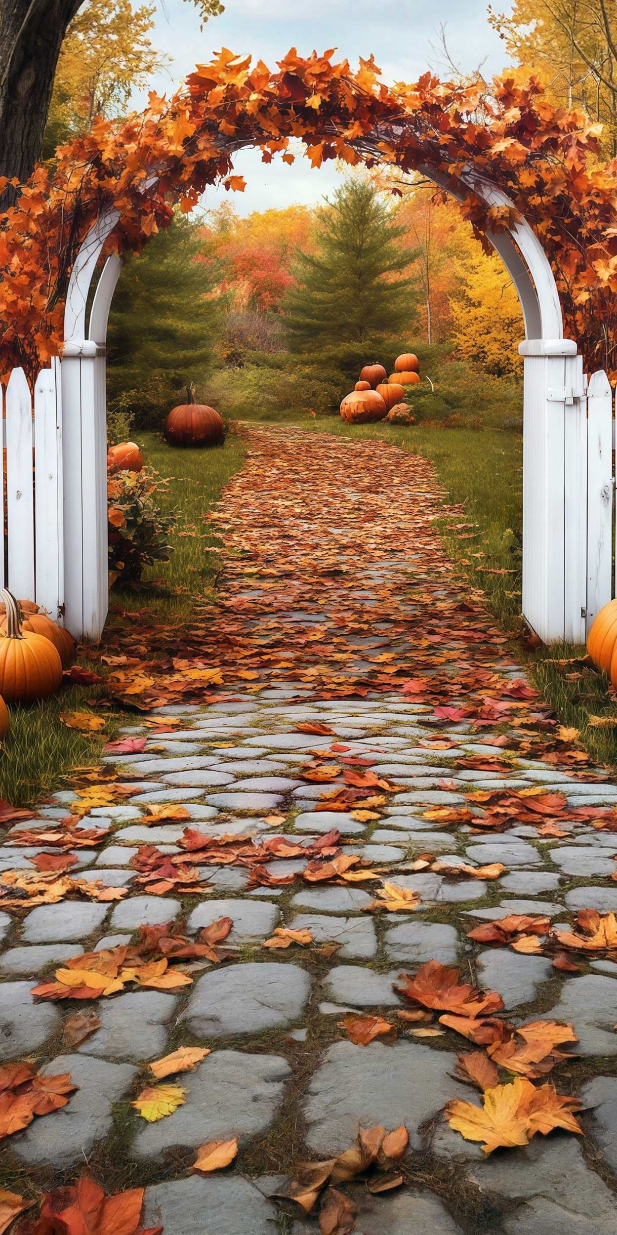 Fall Leaves Backdrop Autumn Gate Archway Leaves Sweep Backdrop MRR8-73