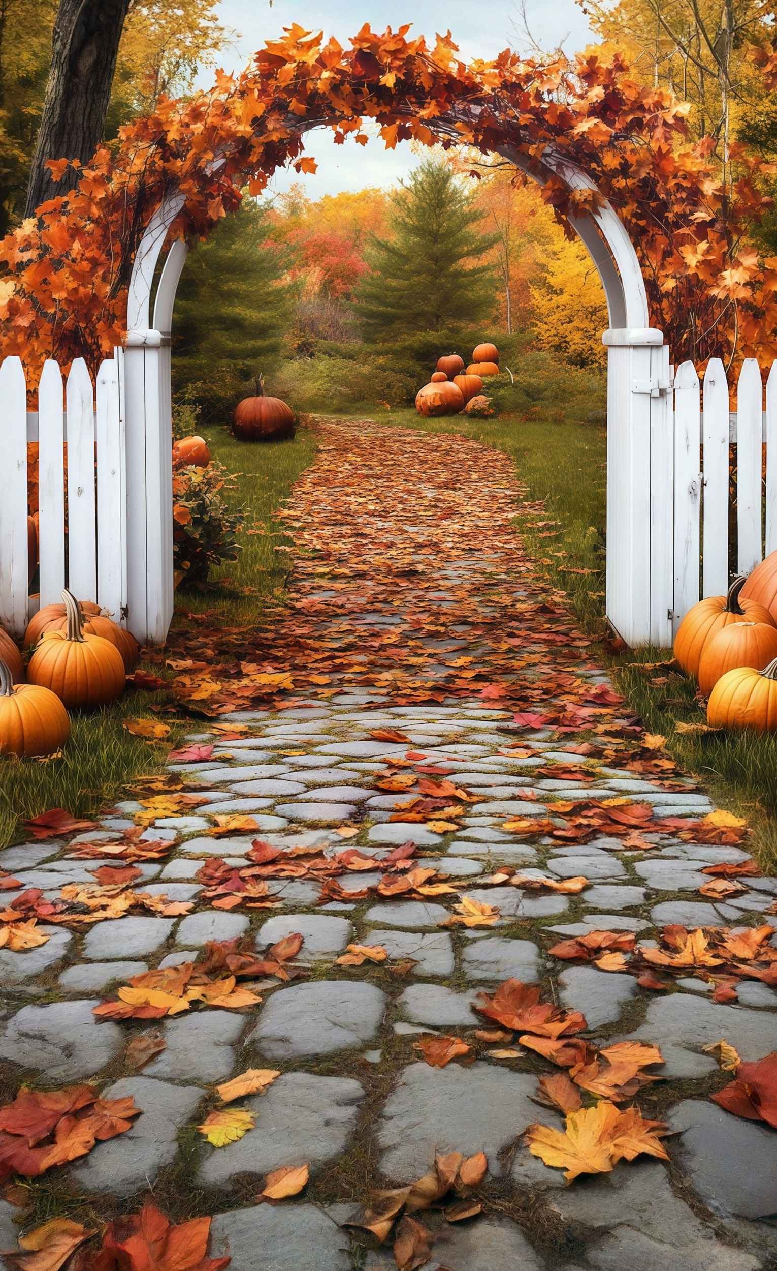 Fall Leaves Backdrop Autumn Gate Archway Leaves Sweep Backdrop MRR8-73