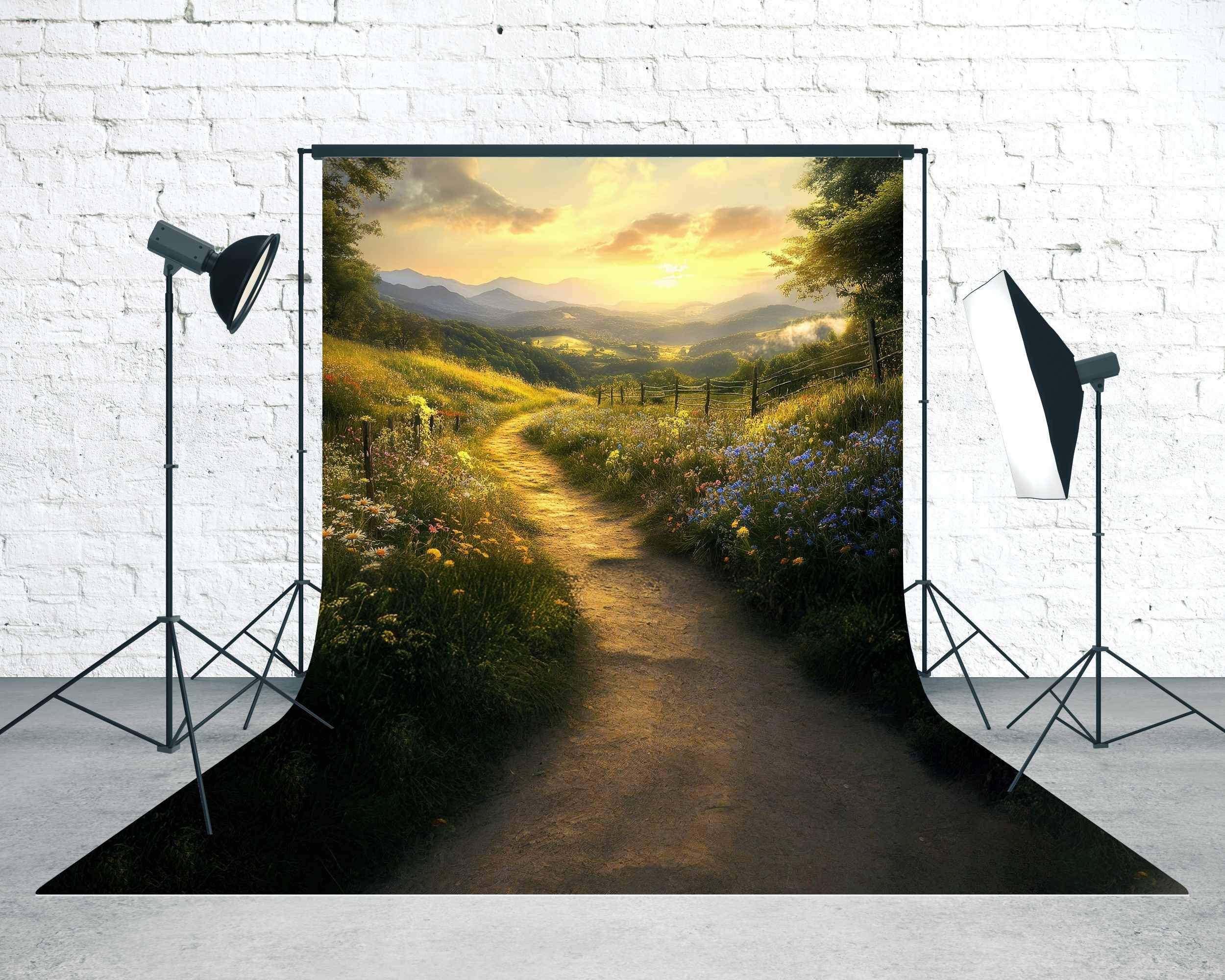 Fall Backdrops Golden Wildflower Sunset Trail Sweep Backdrop MRR8-75