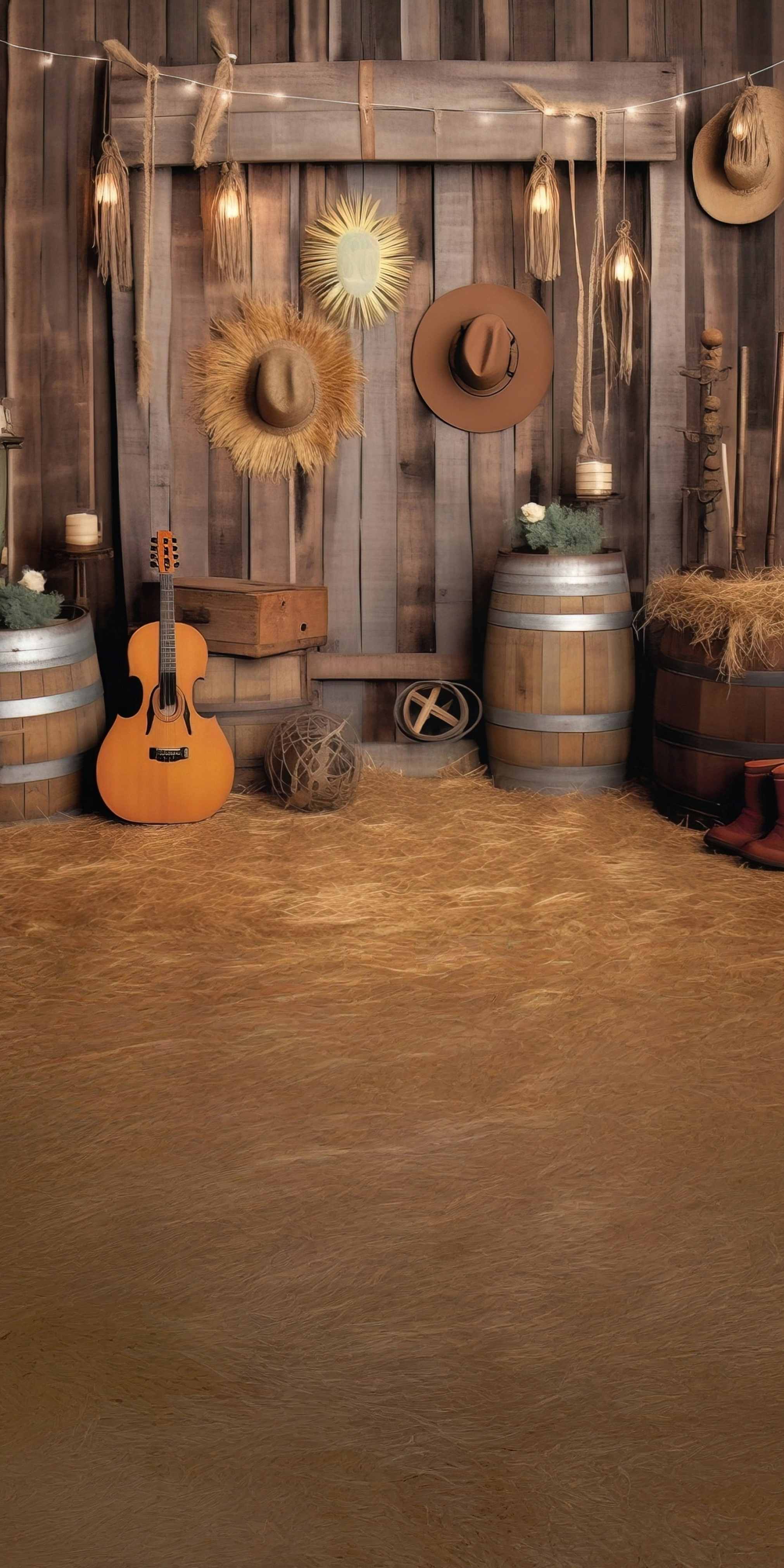 Cowboy Backdrop Western Guitar Barn Harvest Sweep Backdrop MRR8-78