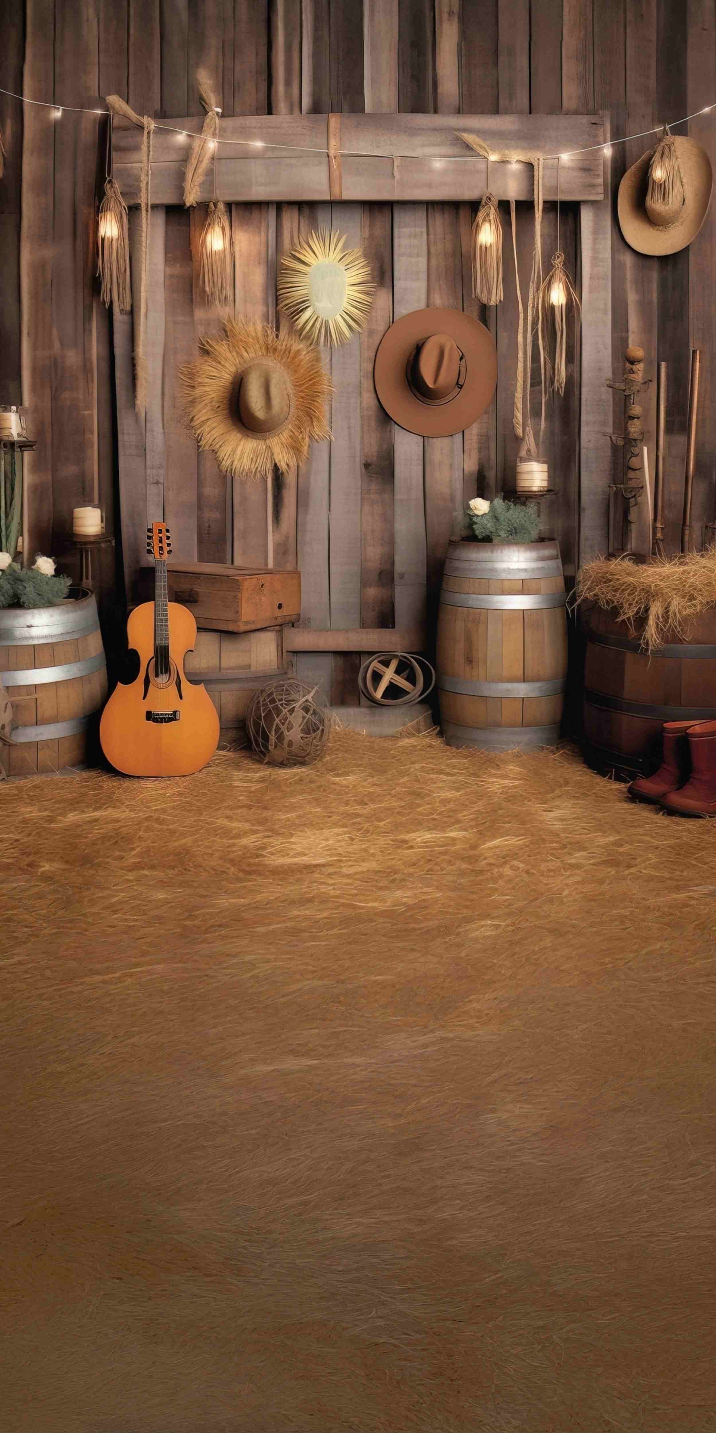 Cowboy Backdrop Western Guitar Barn Harvest Sweep Backdrop MRR8-78