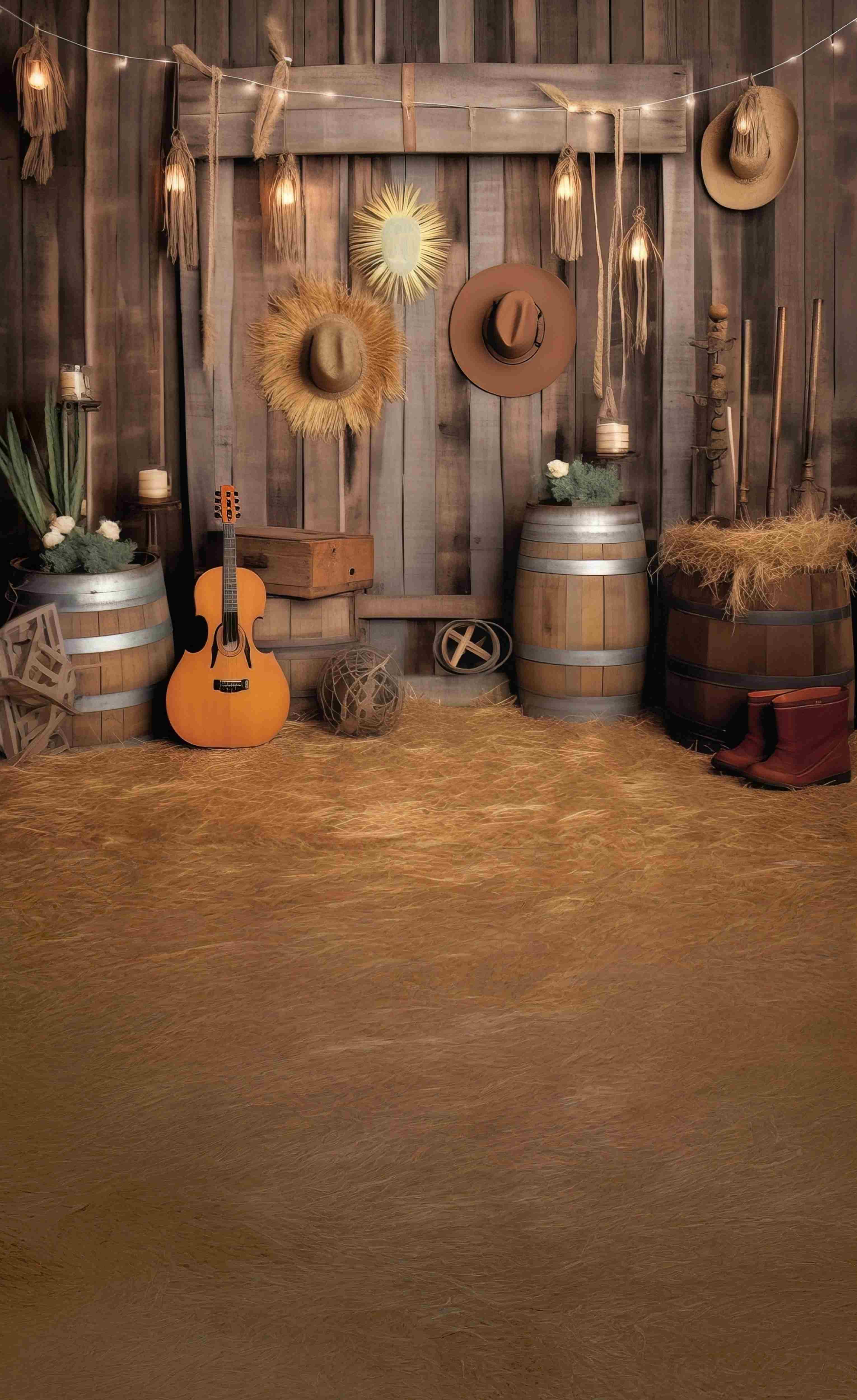Cowboy Backdrop Western Guitar Barn Harvest Sweep Backdrop MRR8-78