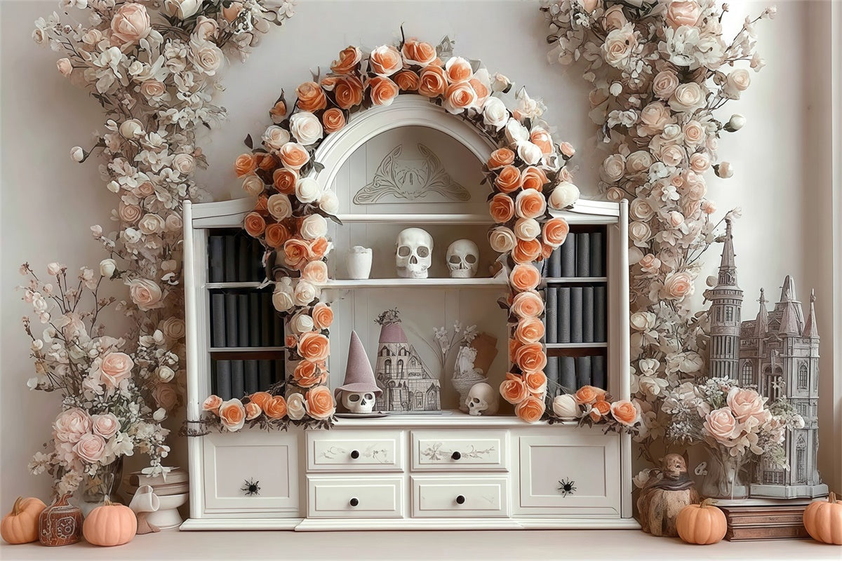 Halloween Photography Backdrop Flower Skull Indoor Halloween Backdrop MRR8-8