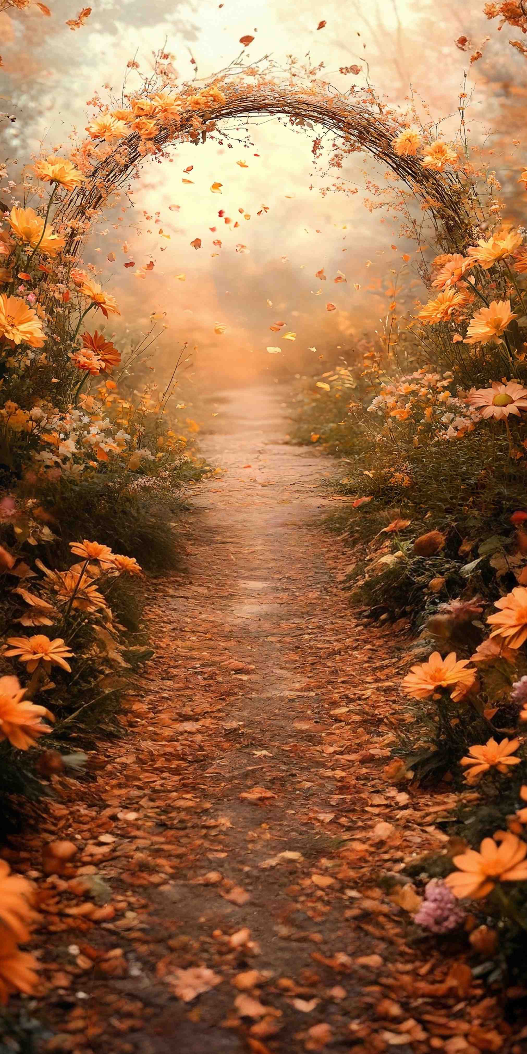 Fall Backdrop Ideas Golden Petal Archway Fairy Path Sweep Backdrop MRR8-82