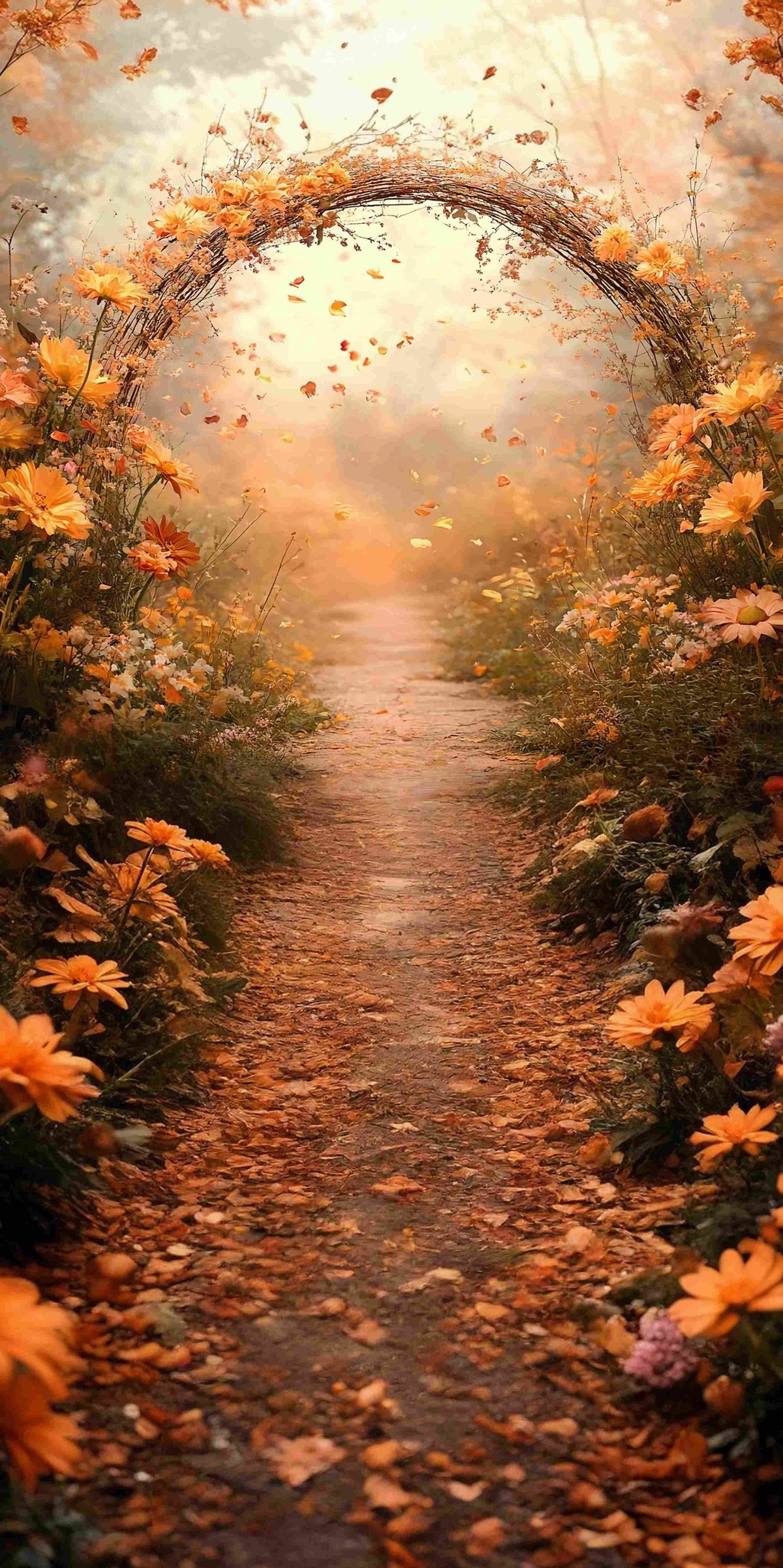 Fall Backdrop Ideas Golden Petal Archway Fairy Path Sweep Backdrop MRR