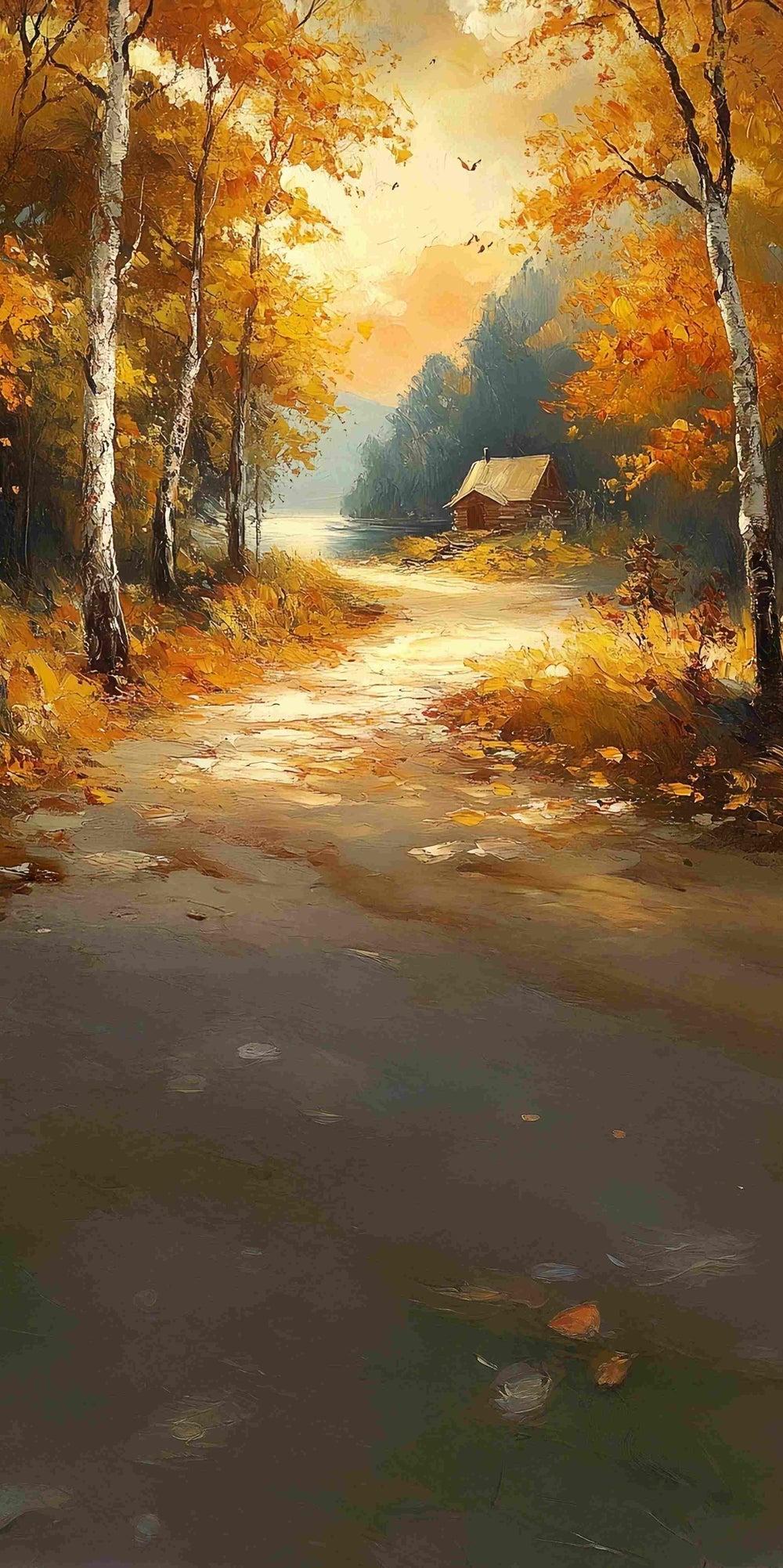 Fall Backdrop for Photos Autumn Cabin Riverbank Sweep Backdrop MRR8-85