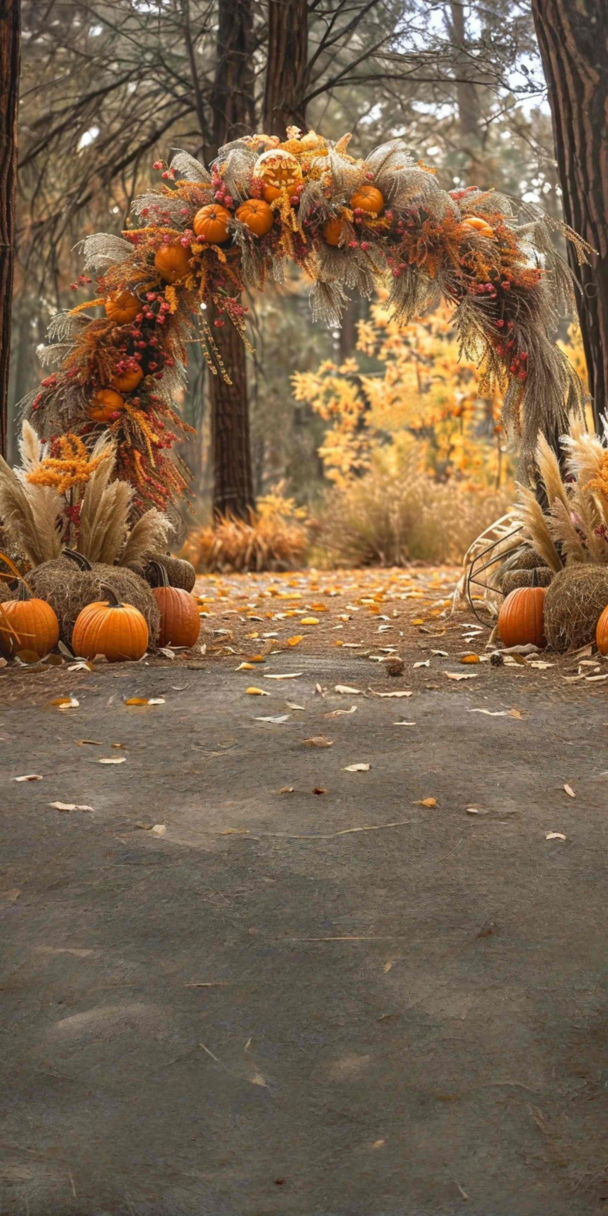 Autumn Backdrops Autumn Archway Forest Ceremony Sweep Backdrop MRR8-89