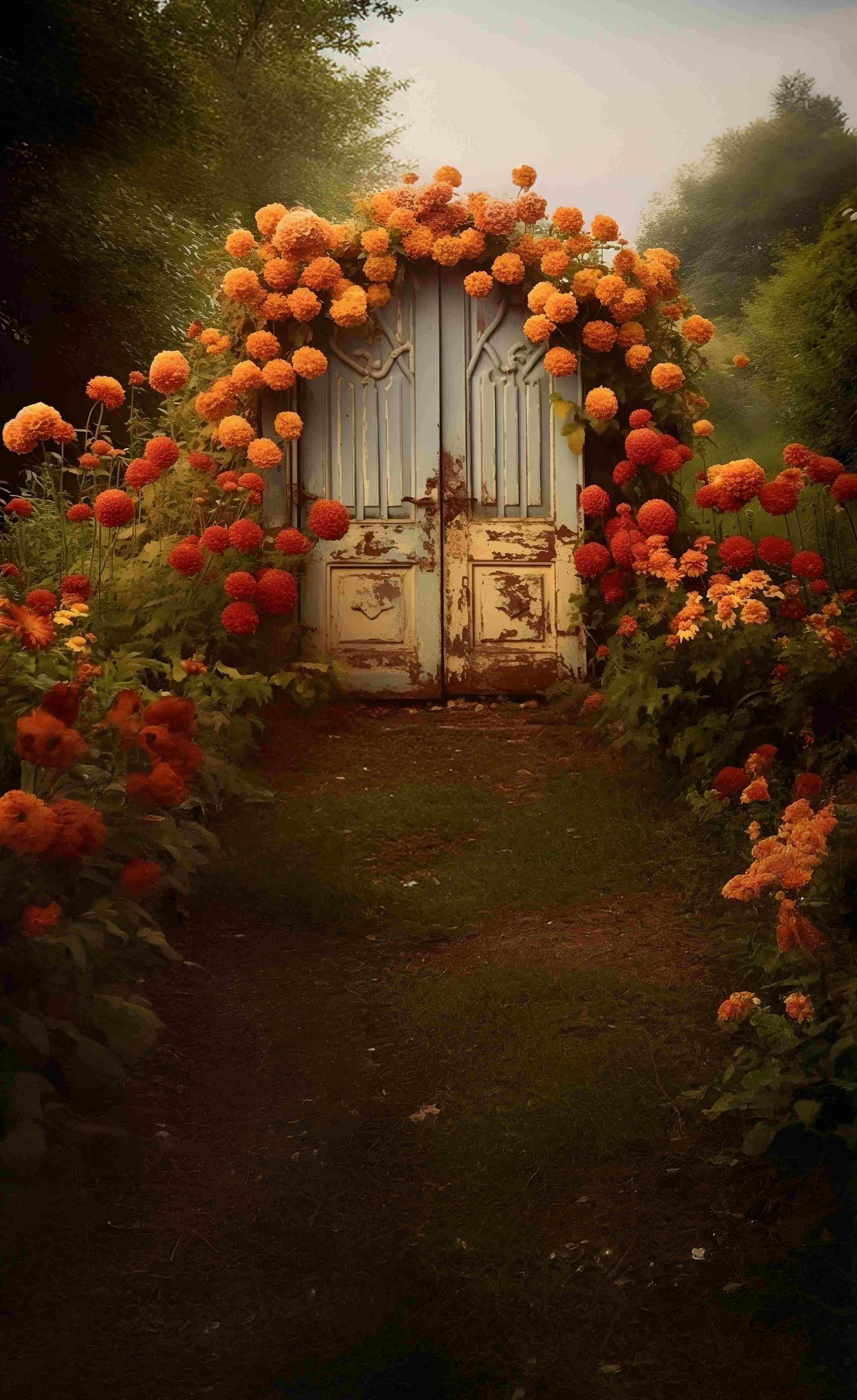 Fall Backdrop Vintage Doorway Bloom Garden Sweep Backdrop MRR8-90