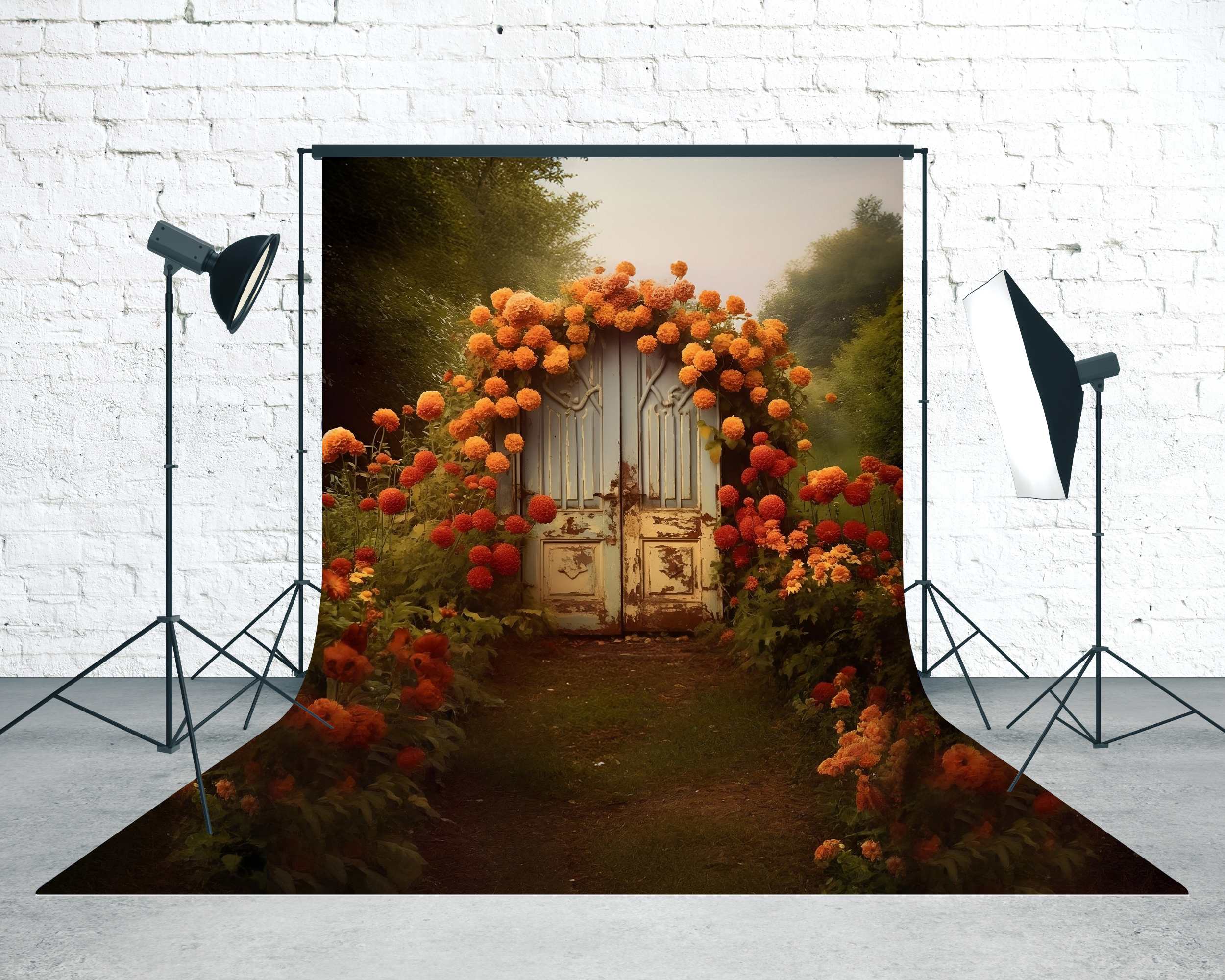 Fall Backdrop Vintage Doorway Bloom Garden Sweep Backdrop MRR8-90