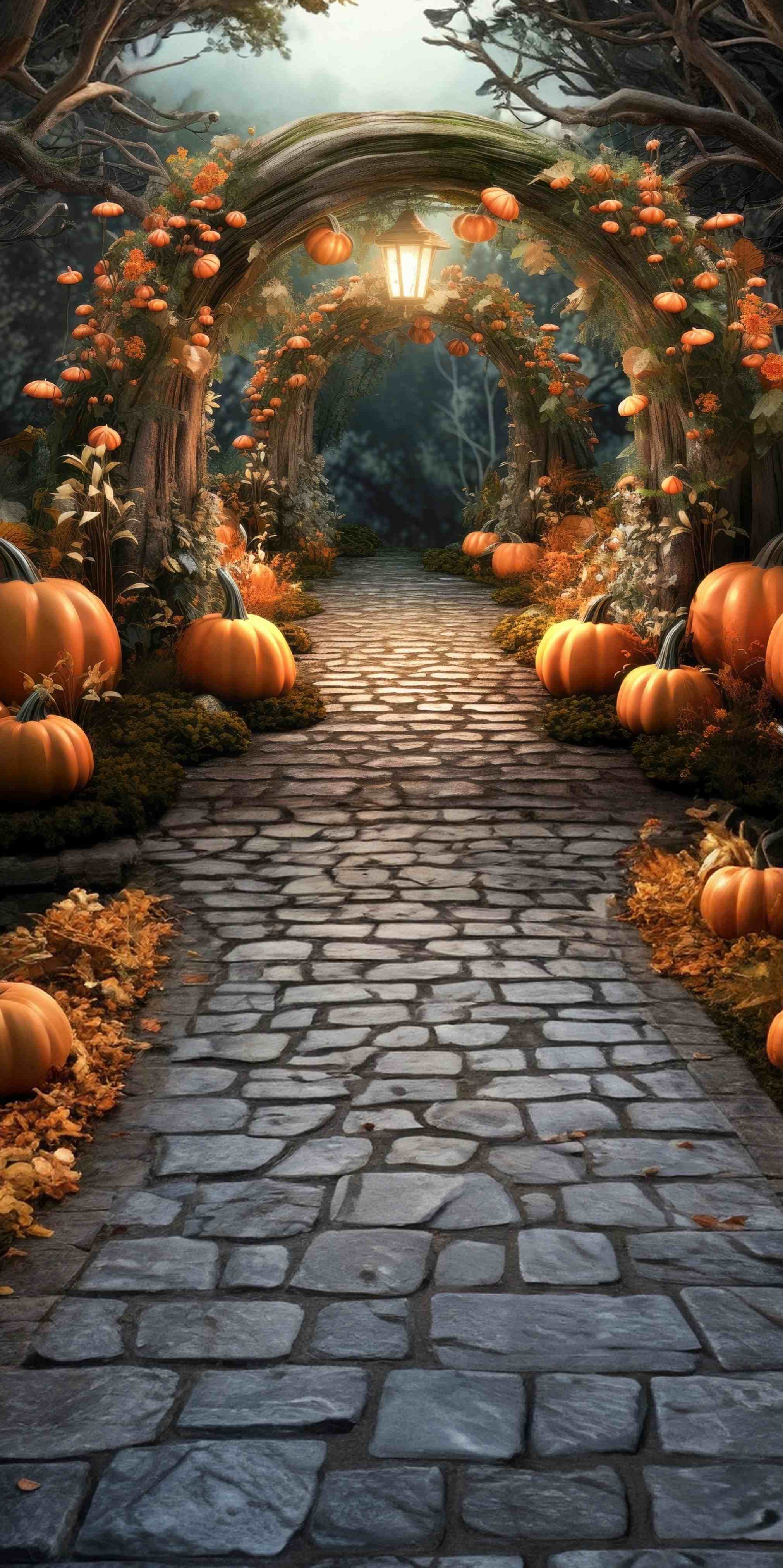 Fall Leaves Backdrop Enchanted Pumpkin Arch Trail Sweep Backdrop MRR8-92