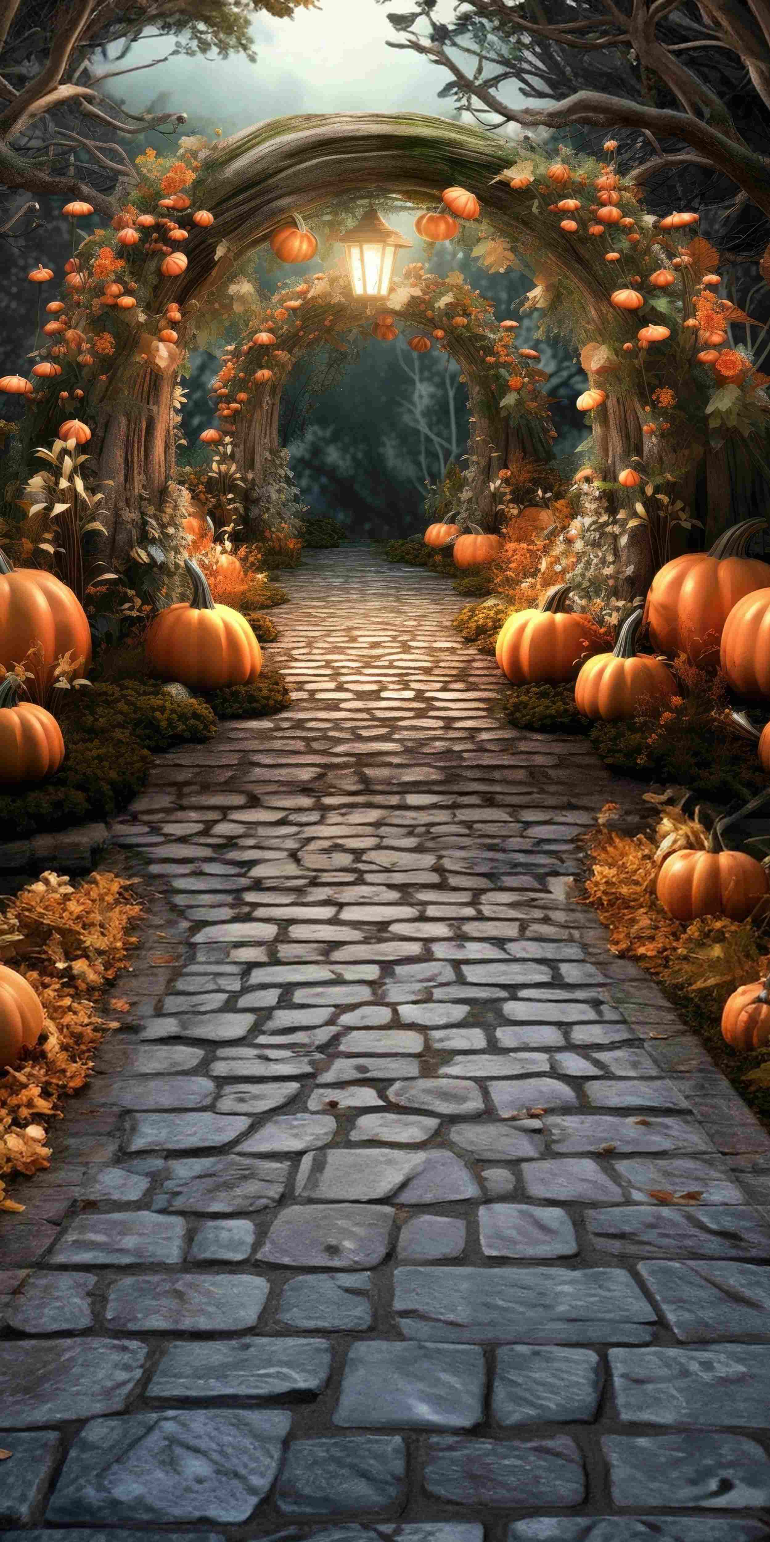 Fall Leaves Backdrop Enchanted Pumpkin Arch Trail Sweep Backdrop MRR8-92