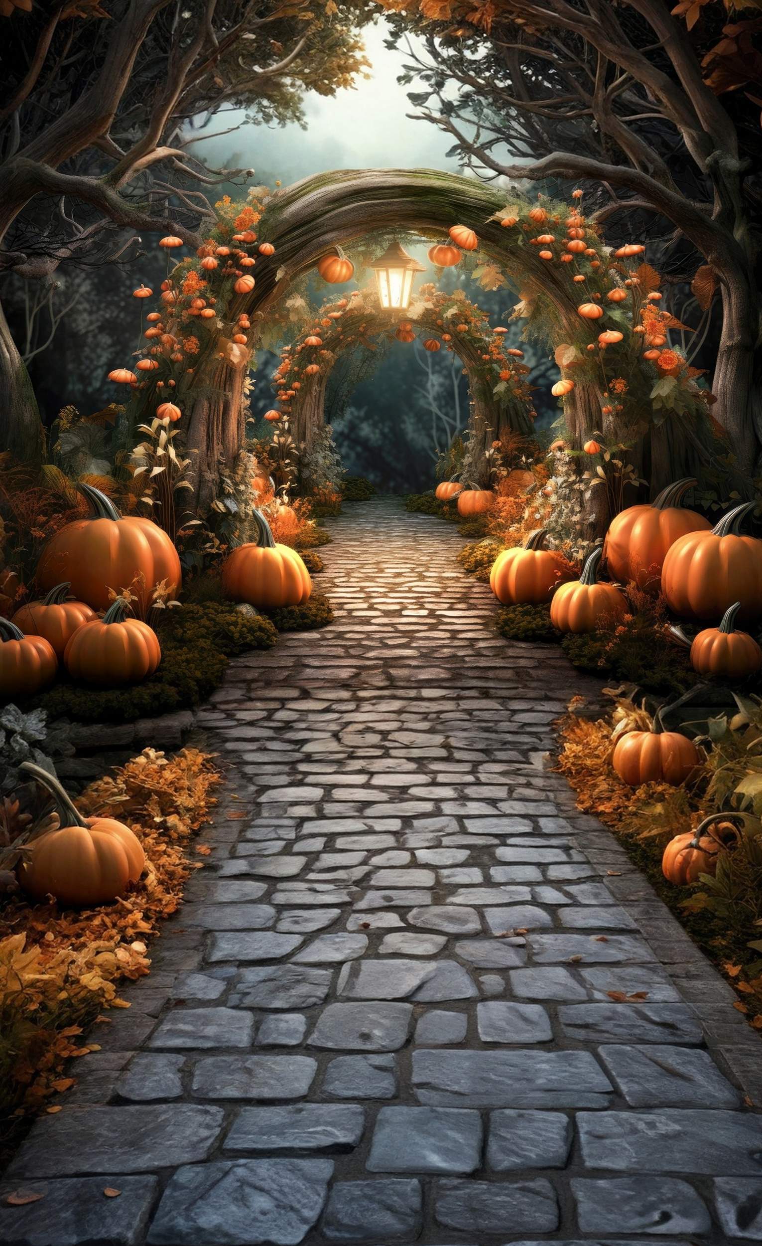 Fall Leaves Backdrop Enchanted Pumpkin Arch Trail Sweep Backdrop MRR8-92