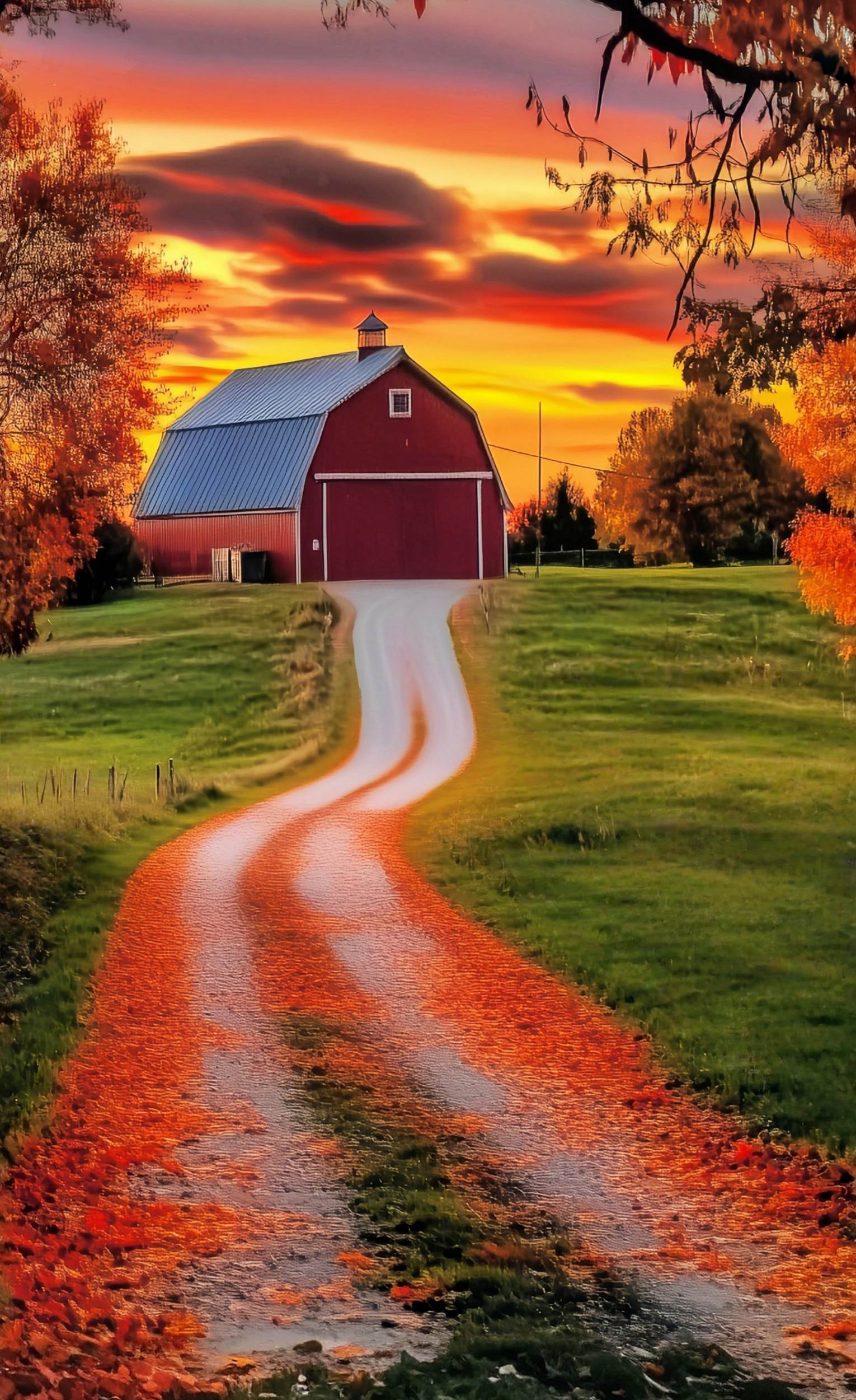 Fall Backdrops Golden Sunset Farm Road Sweep Backdrop MRR8-94