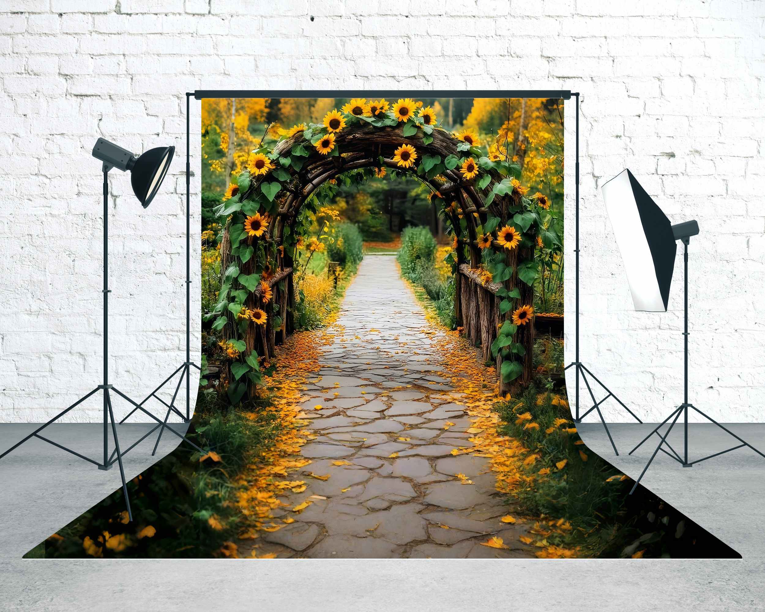 Fall Backdrop Rustic Sunflower Archway Trail Sweep Backdrop MRR8-96
