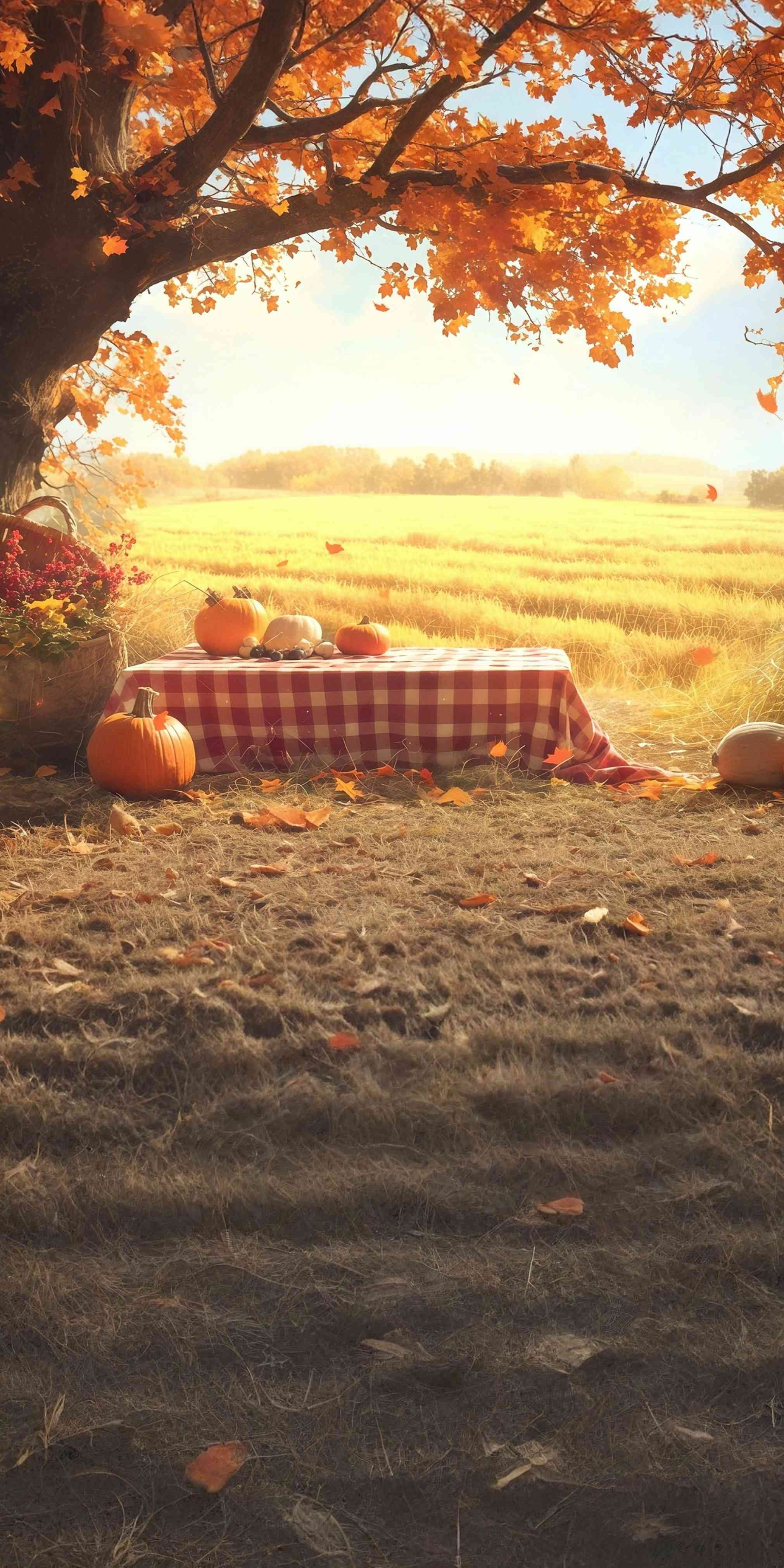 Autumn Backdrop Harvest Field Picnic Scene Sweep Backdrop MRR8-99