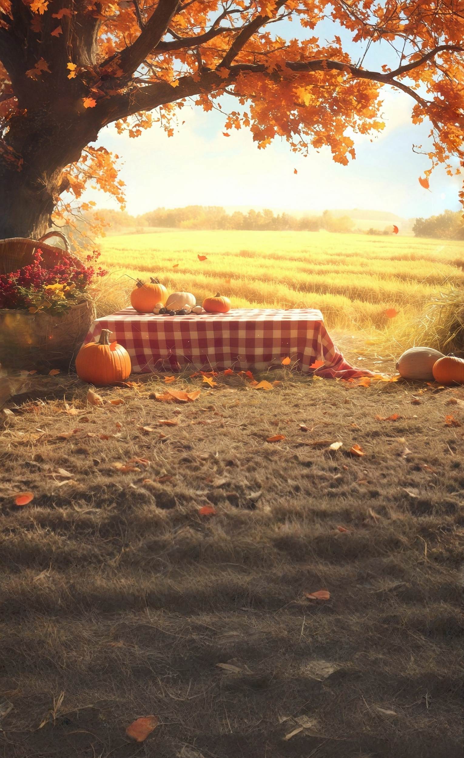 Autumn Backdrop Harvest Field Picnic Scene Sweep Backdrop MRR8-99