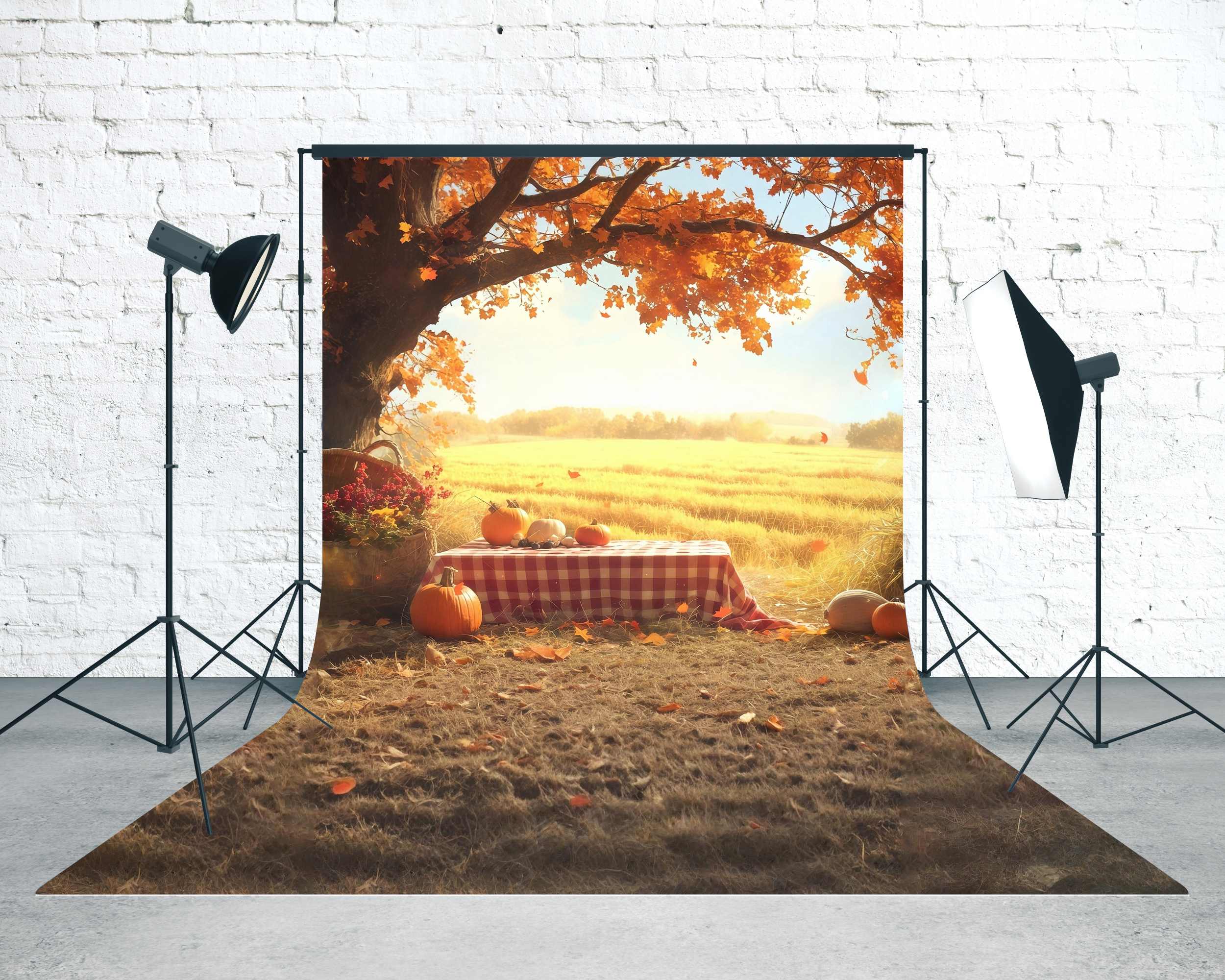 Autumn Backdrop Harvest Field Picnic Scene Sweep Backdrop MRR8-99