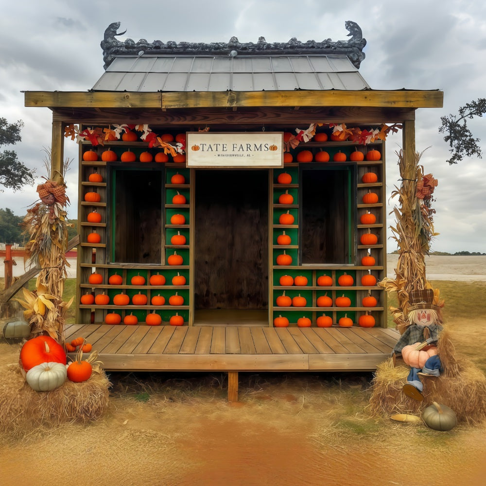 Fall Backdrop Pumpkin Farmhouse Rustic Display Autumn Photo Backdrop MRR9-100