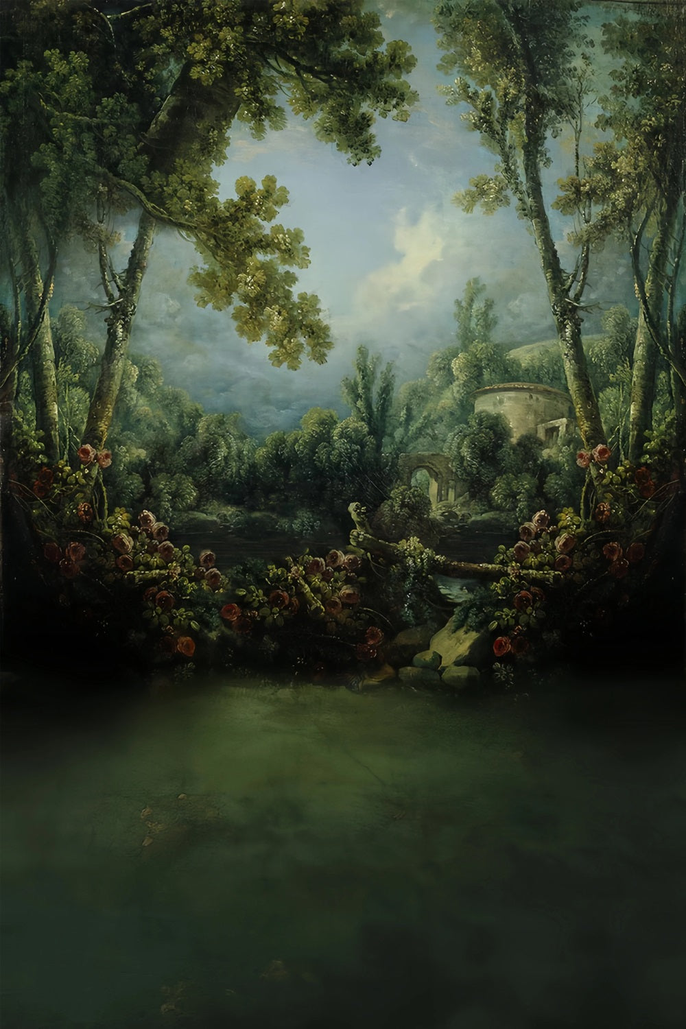 Forest Backdrop Romantic Garden Stone Bridge Magical Forest Backdrop MRR9-101