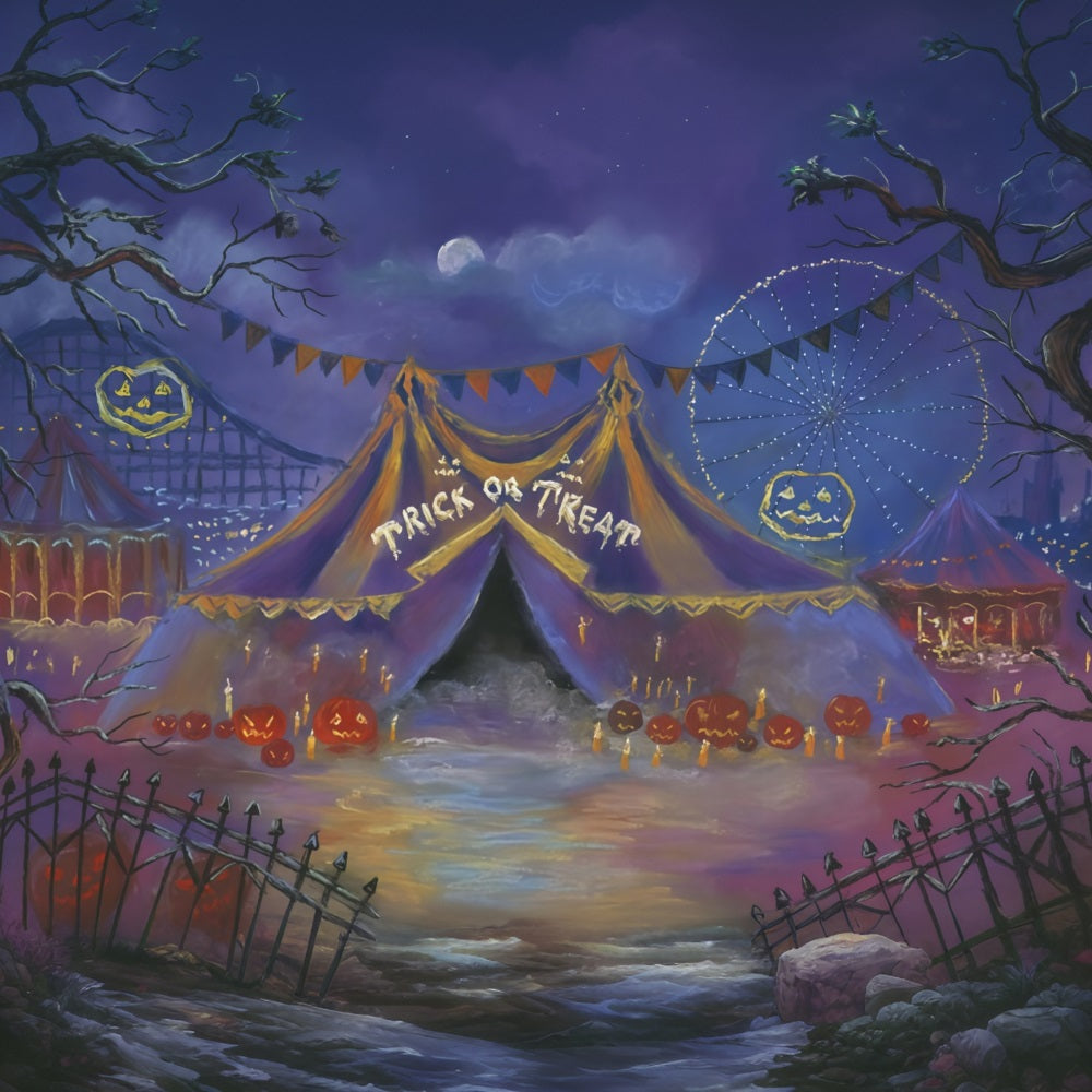 Halloween Backdrop Carnival Tent Pumpkins Moon Halloween Photo Backdrop MRR9-102