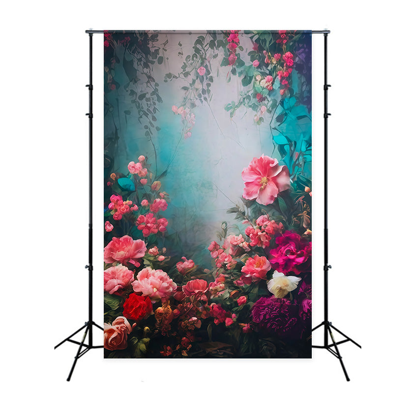 Vintage Flower Backdrop Romantic Garden Blooming Floral Vintage Backdrop MRR9-105
