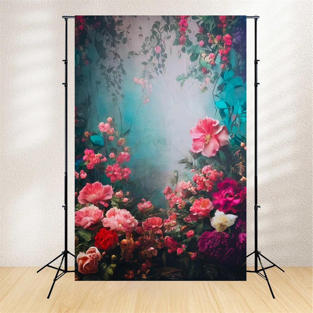 Vintage Flower Backdrop Romantic Garden Blooming Floral Vintage Backdrop MRR9-105